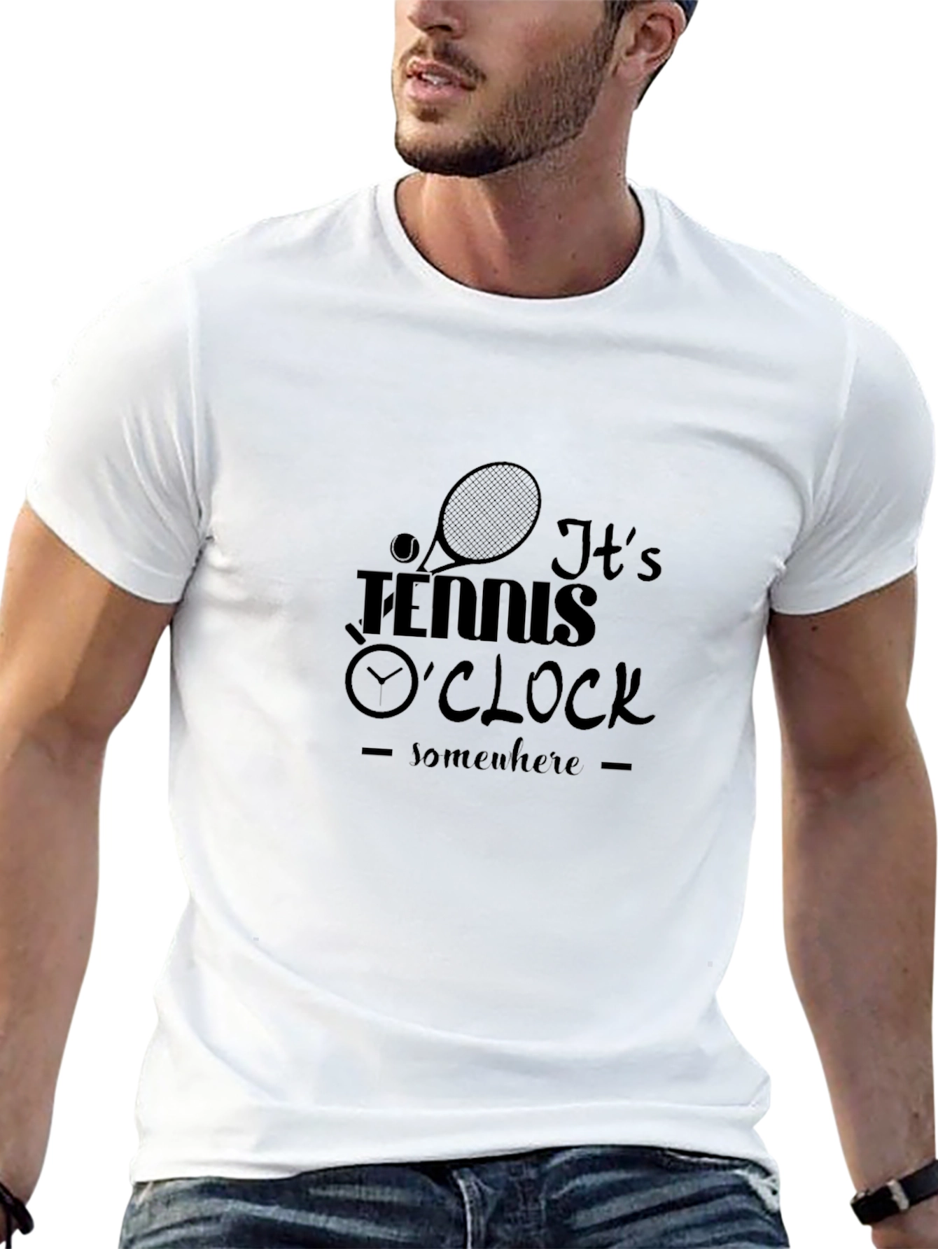 Tennis OClock Black Graphic T-Shirt