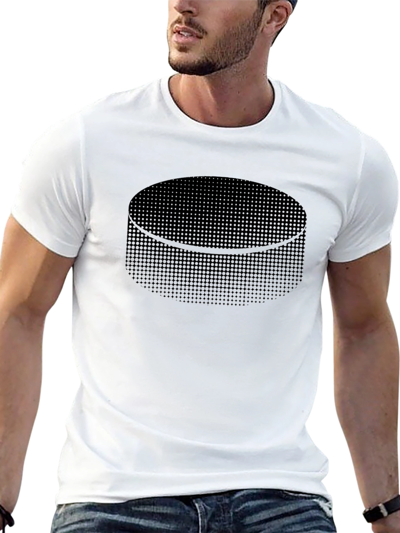 Hockey Puck T-Shirt - Unique Dot Pattern Design