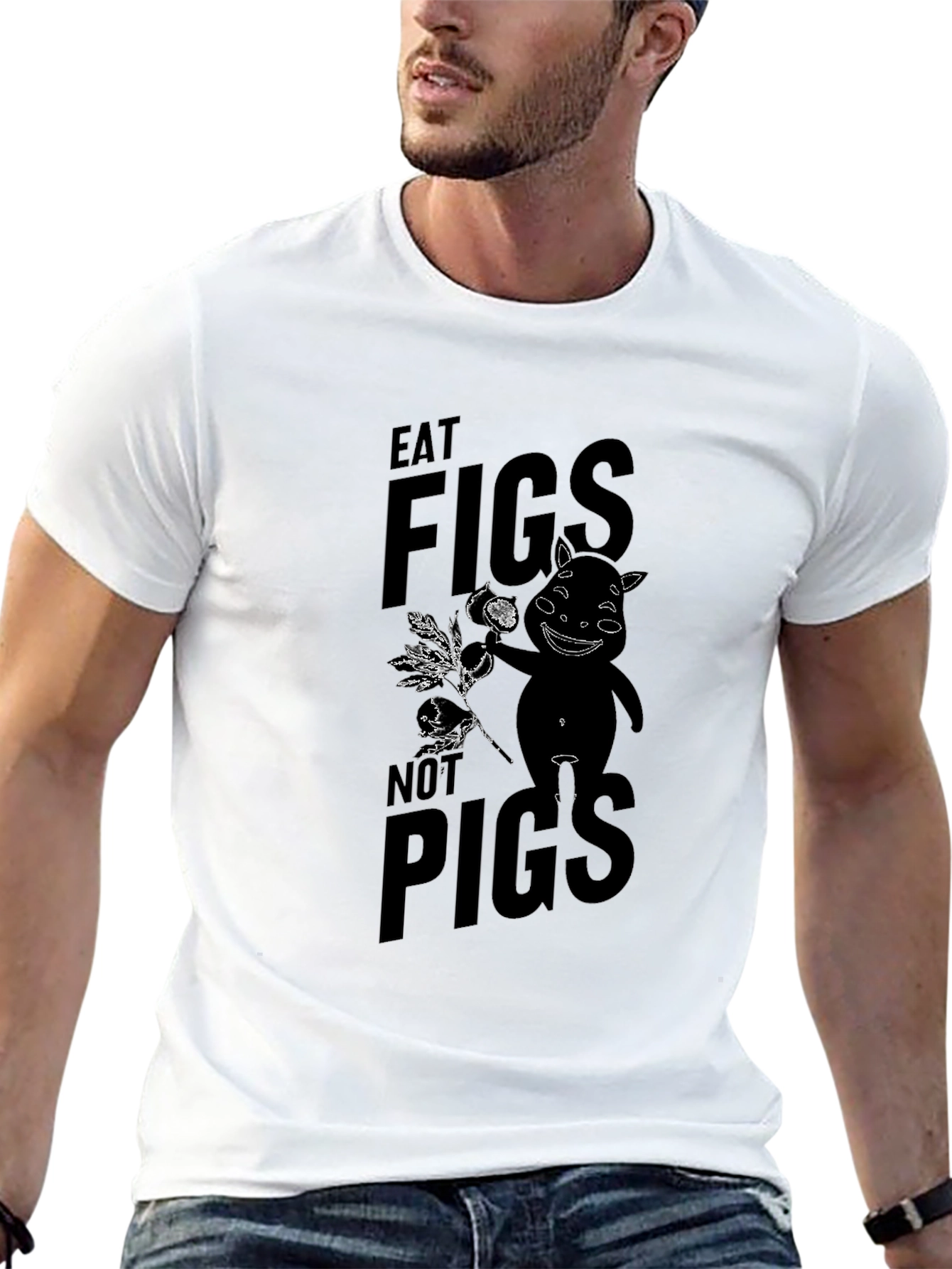 Eat Figs Not Pigs Graphic Tee - Black