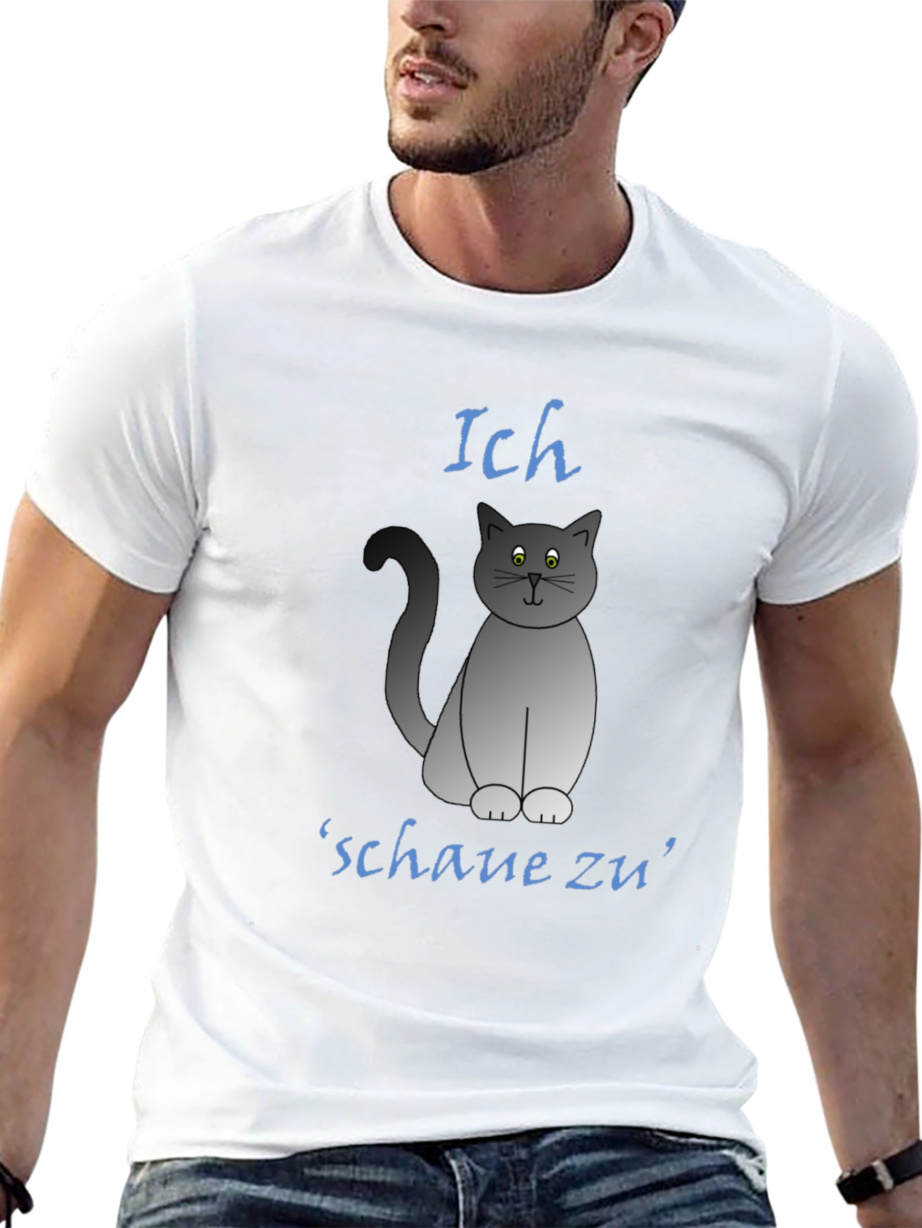 Ich Schaue Zu Cat T-Shirt - Funny Graphic Tee