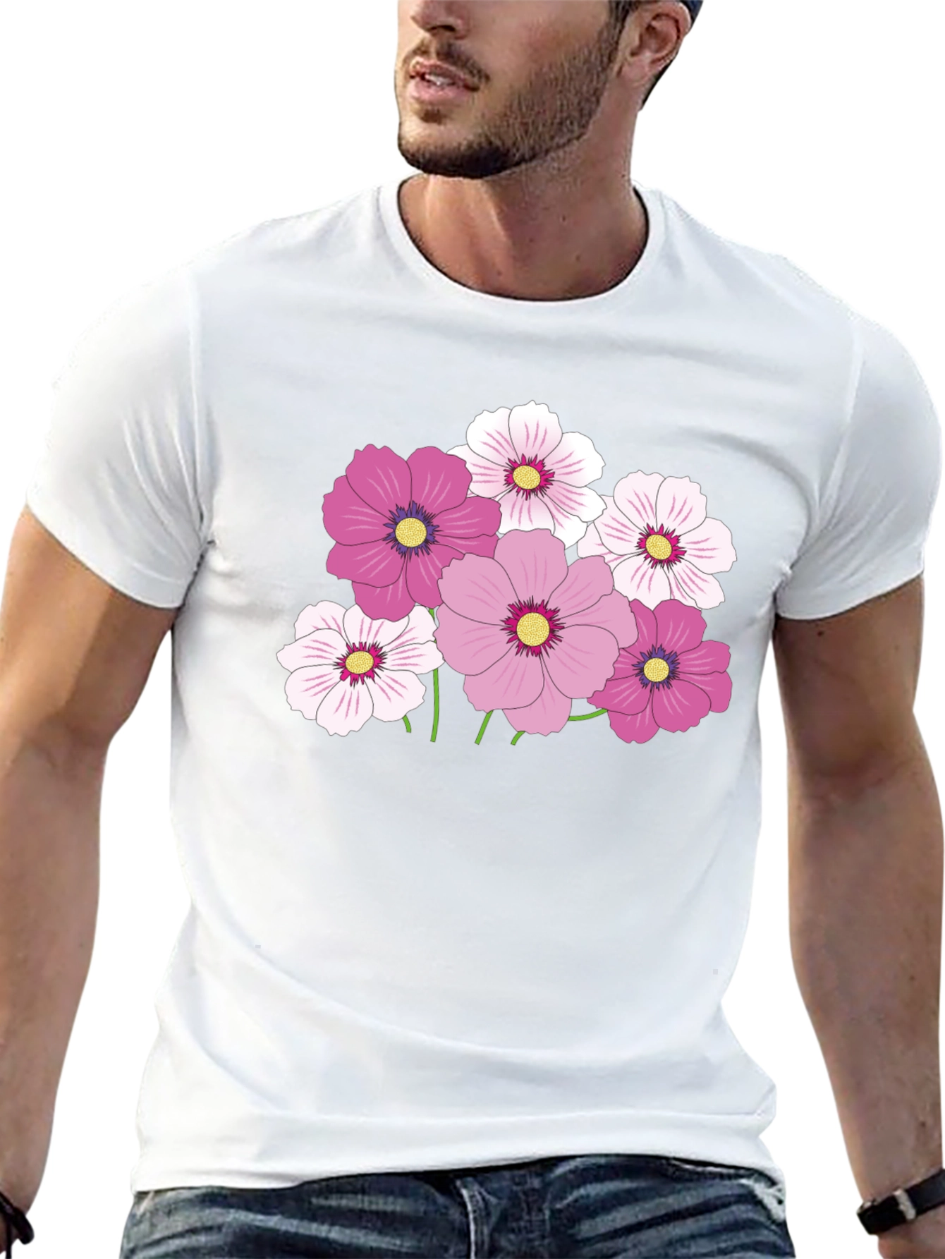 Floral Print Tee - Black