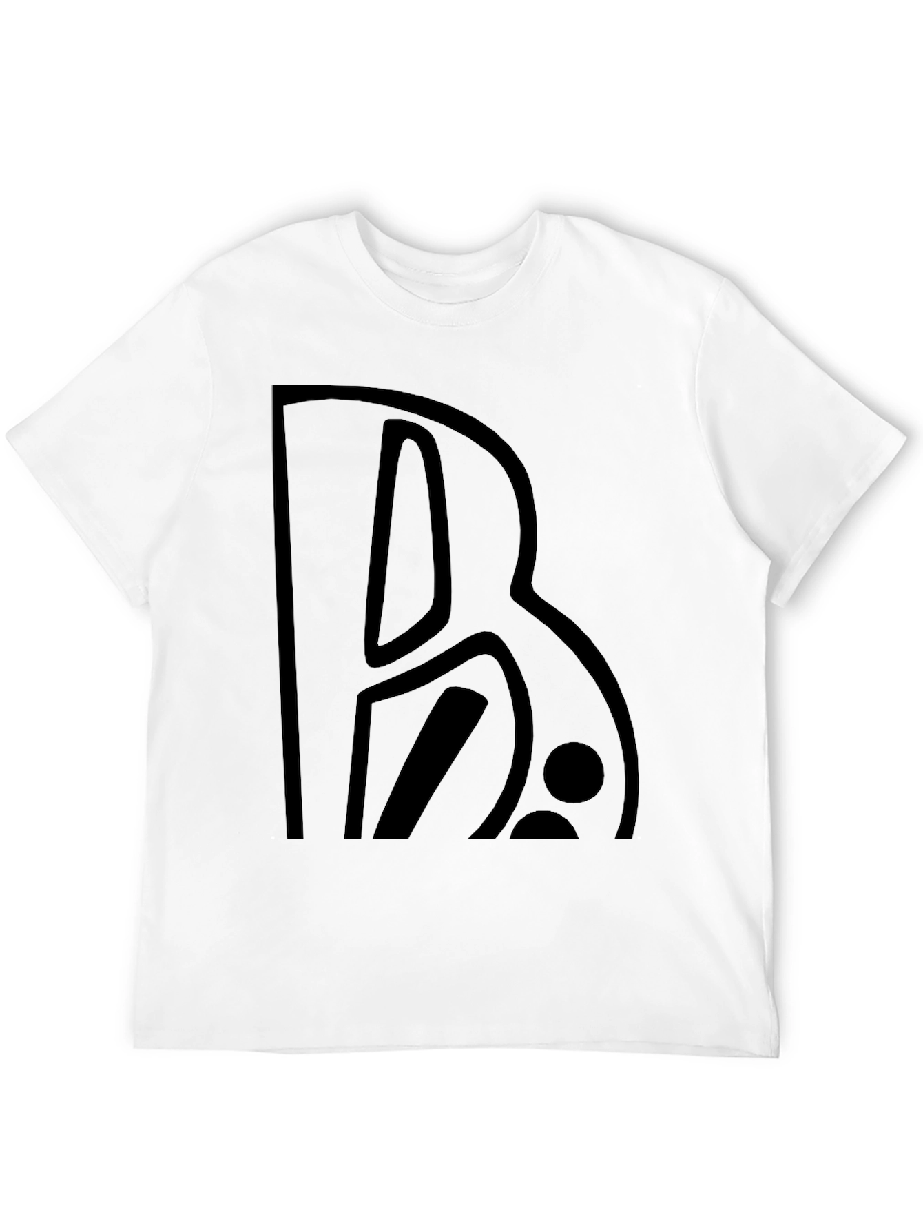 Abstract B Letter Graphic Tee - Black Casual T-Shirt