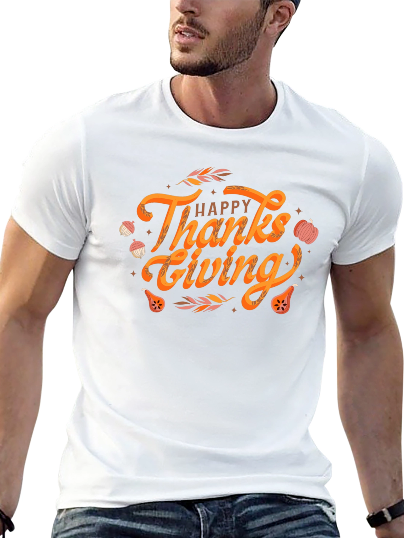 Happy Thanksgiving Graphic Tee - Black