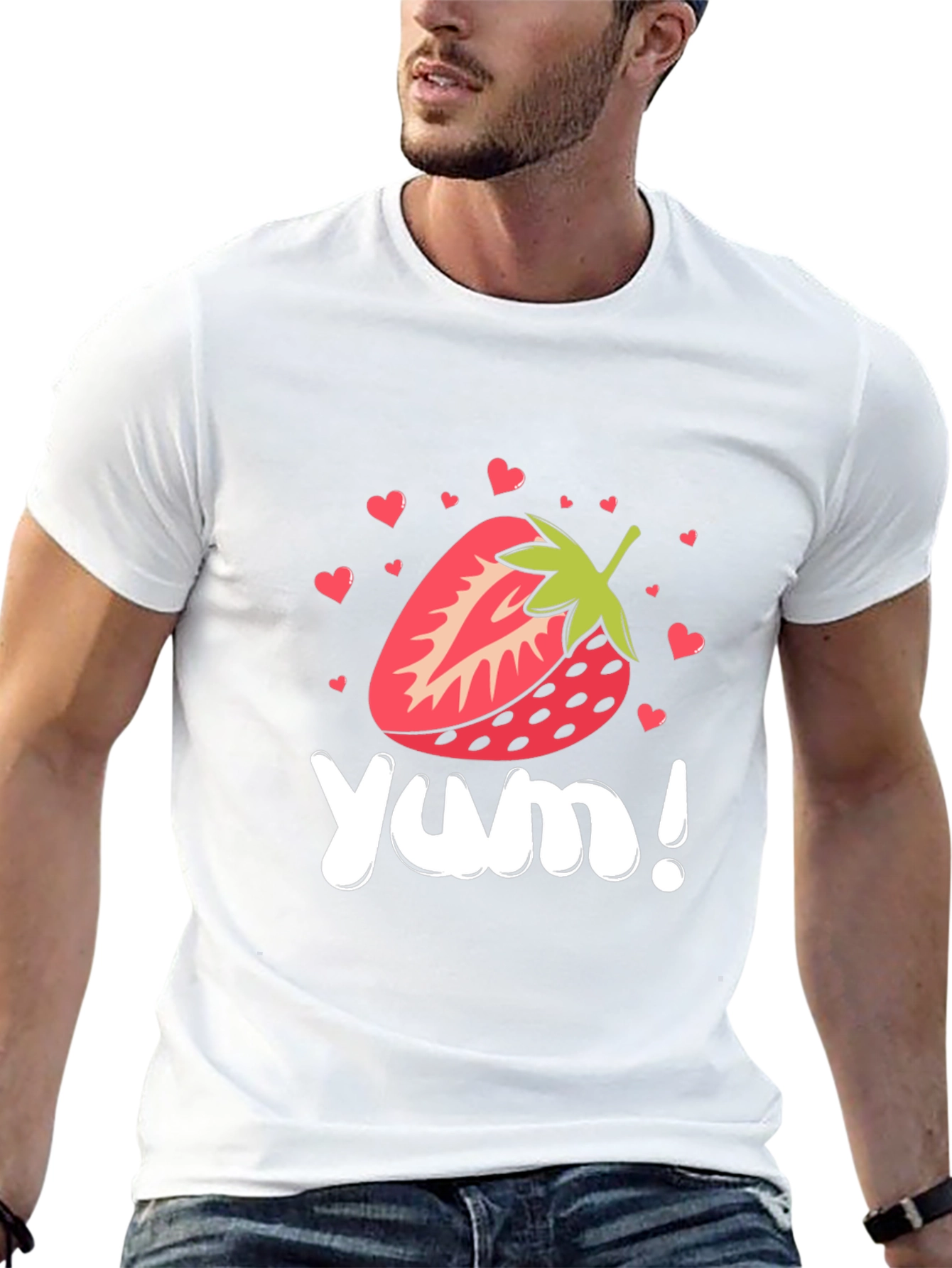 Strawberry Yum! Black Graphic T-Shirt