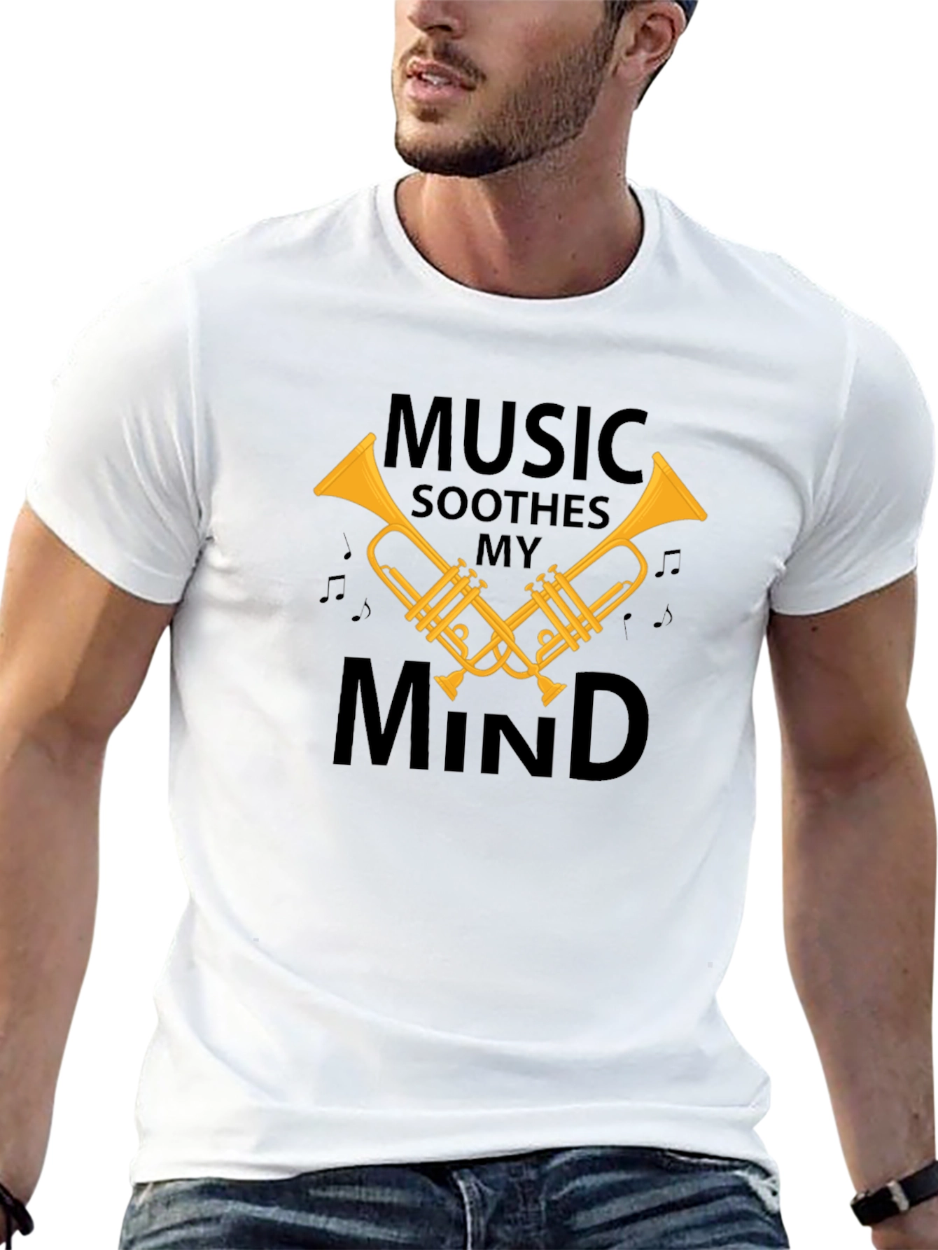 Music Soothes My Mind Black T-Shirt