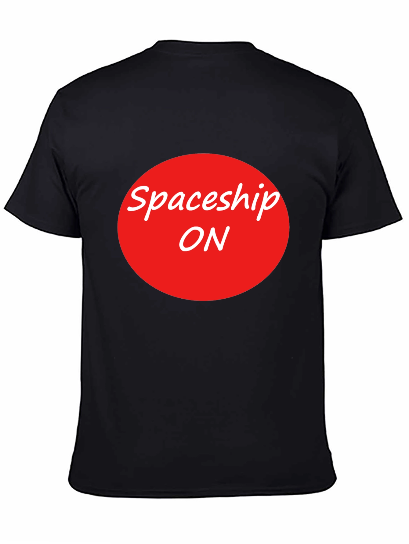 Spaceship ON Graphic Tee - Black Crew Neck T-Shirt