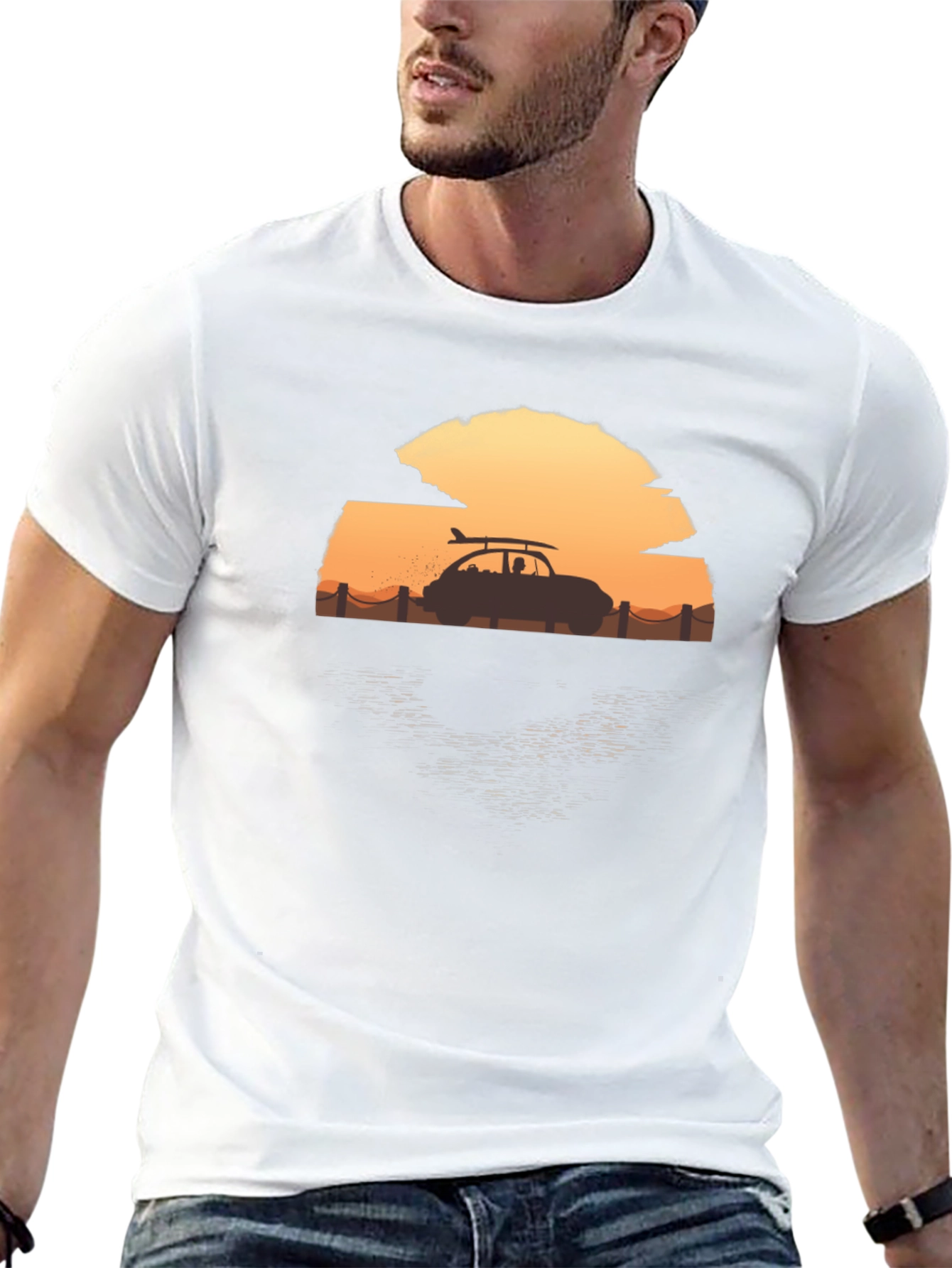 Sunset Surf Car T-Shirt - Beach Vibes