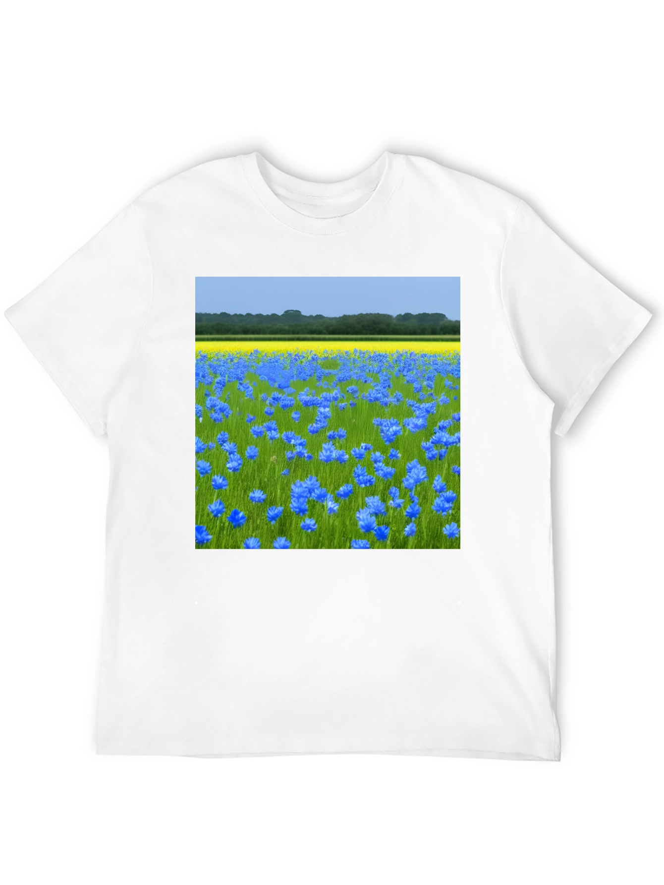 Blue Flowers Field Graphic Tee - Nature Lovers Shirt