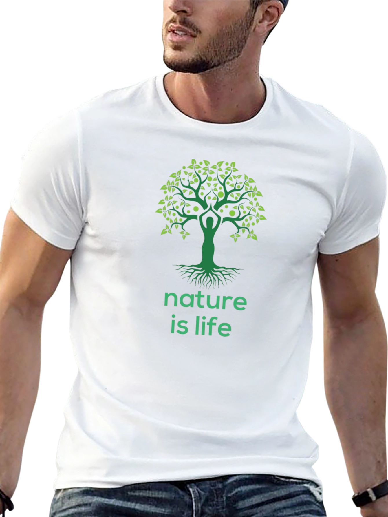 Nature is Life Graphic Tee - Black Cotton Blend