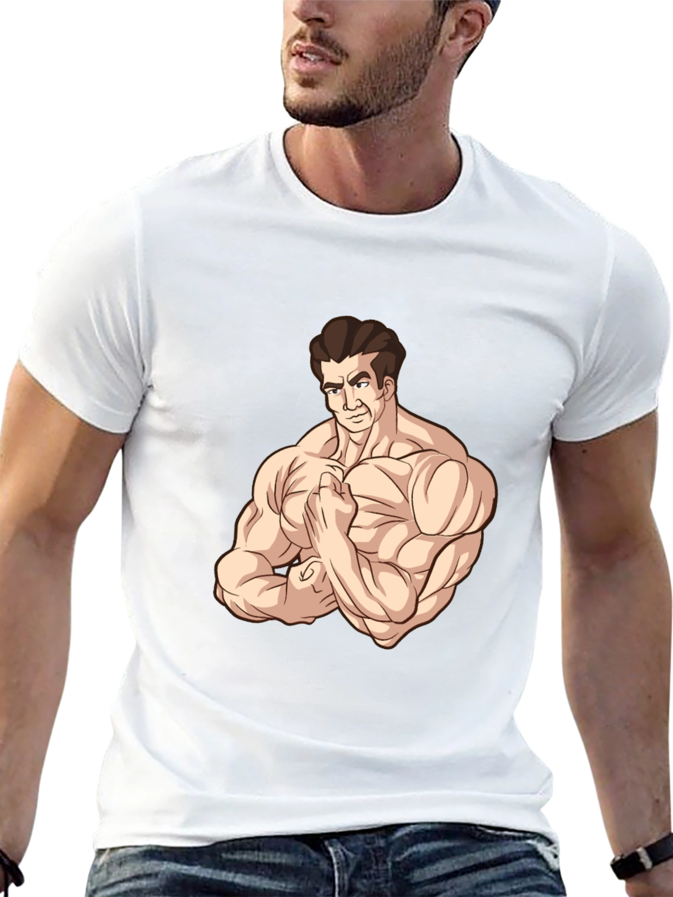 Muscle Man Graphic Tee - Black Cotton T-Shirt