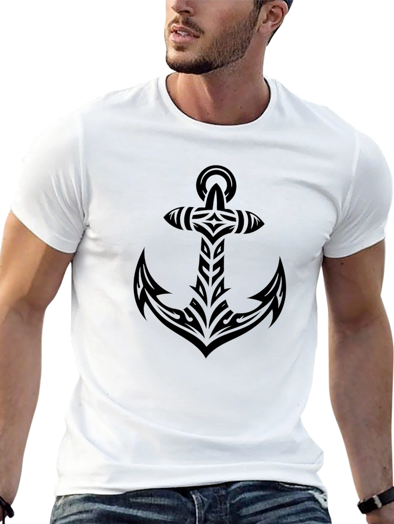 Tribal Anchor Graphic Black T-Shirt