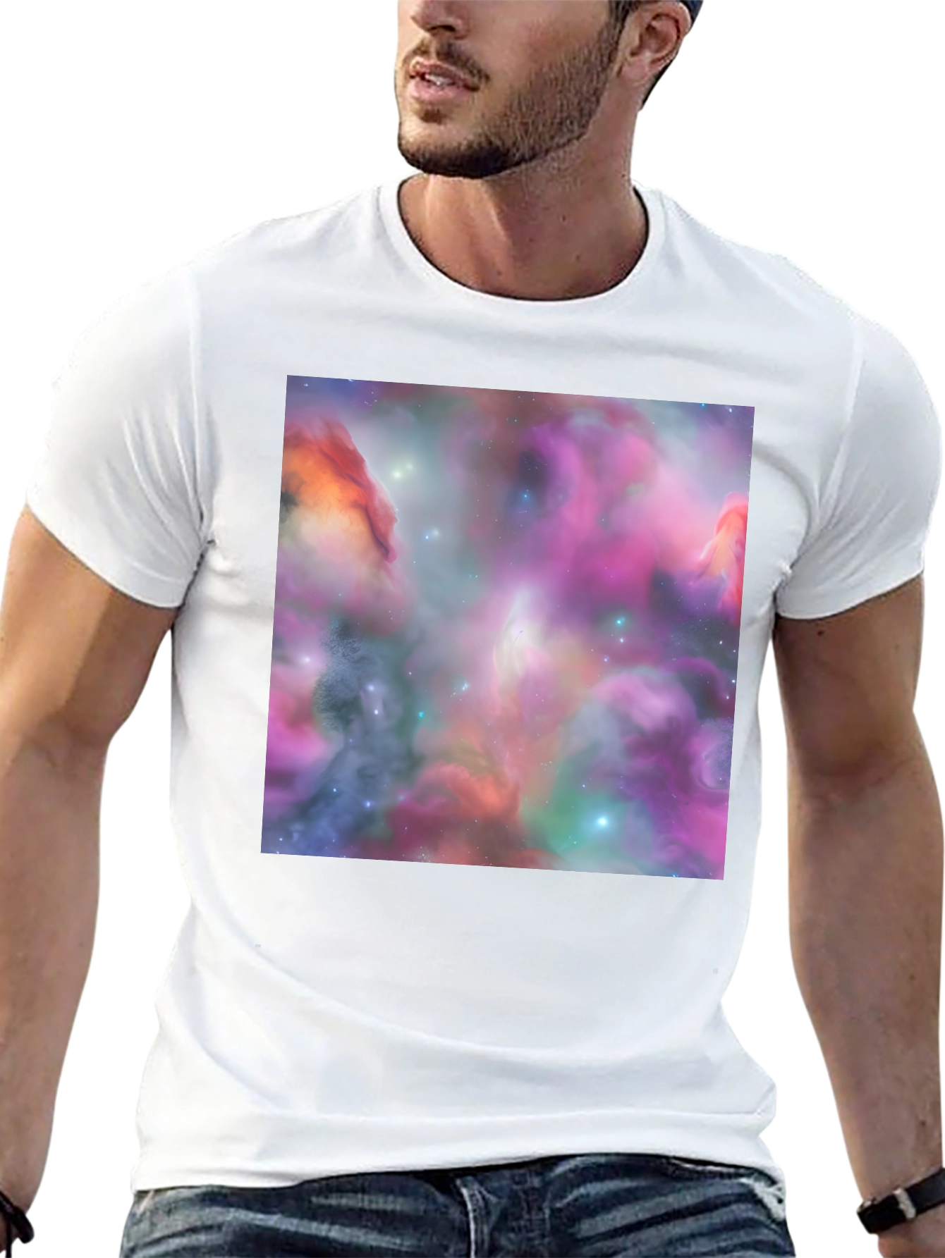 Nebula Galaxy Graphic Print Black T-Shirt