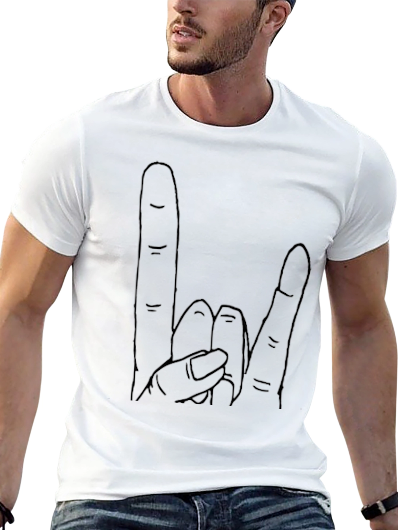 Rock On Hand Gesture Graphic T-Shirt