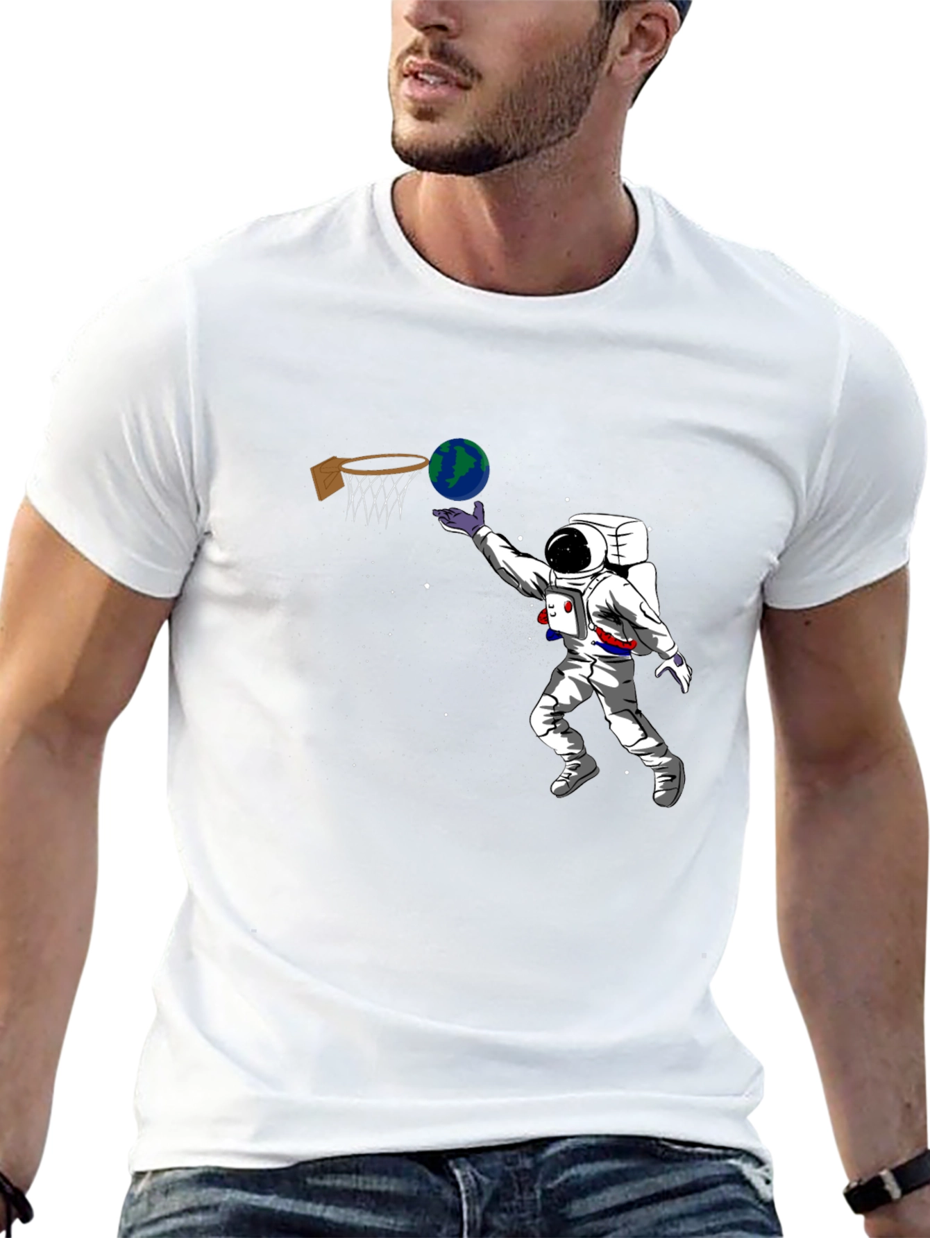 Astronaut Dunking Earth Graphic T-Shirt