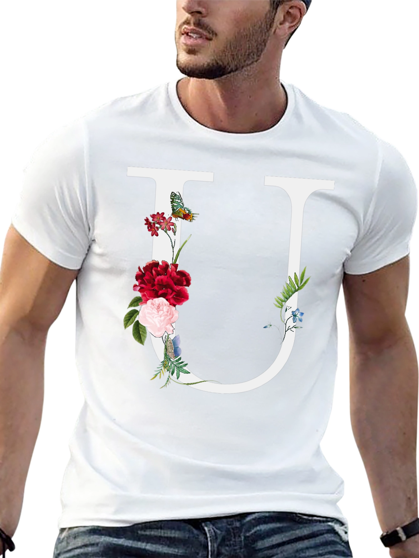 Floral Letter U Graphic Tee
