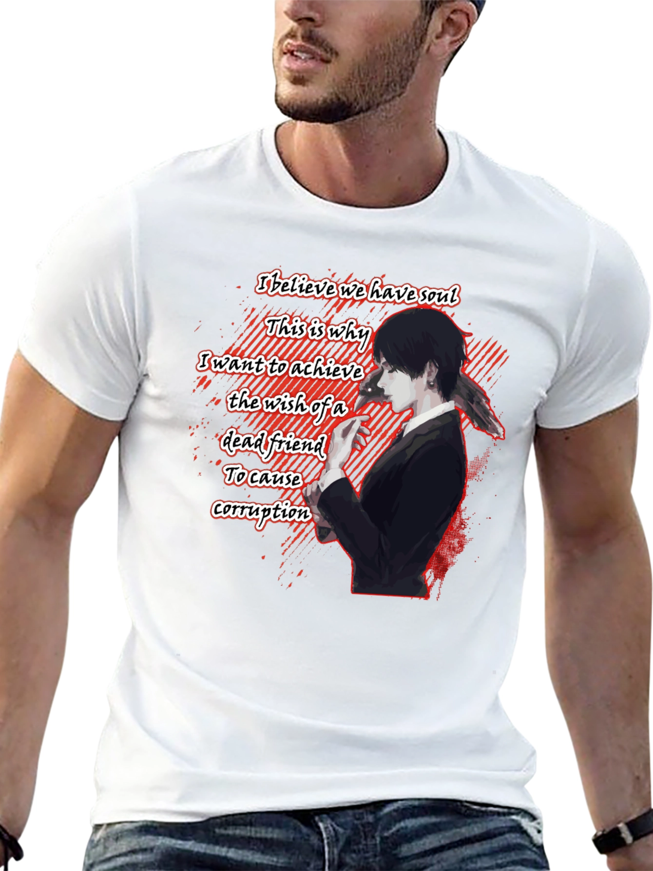Anime Quote Graphic T-Shirt - Black