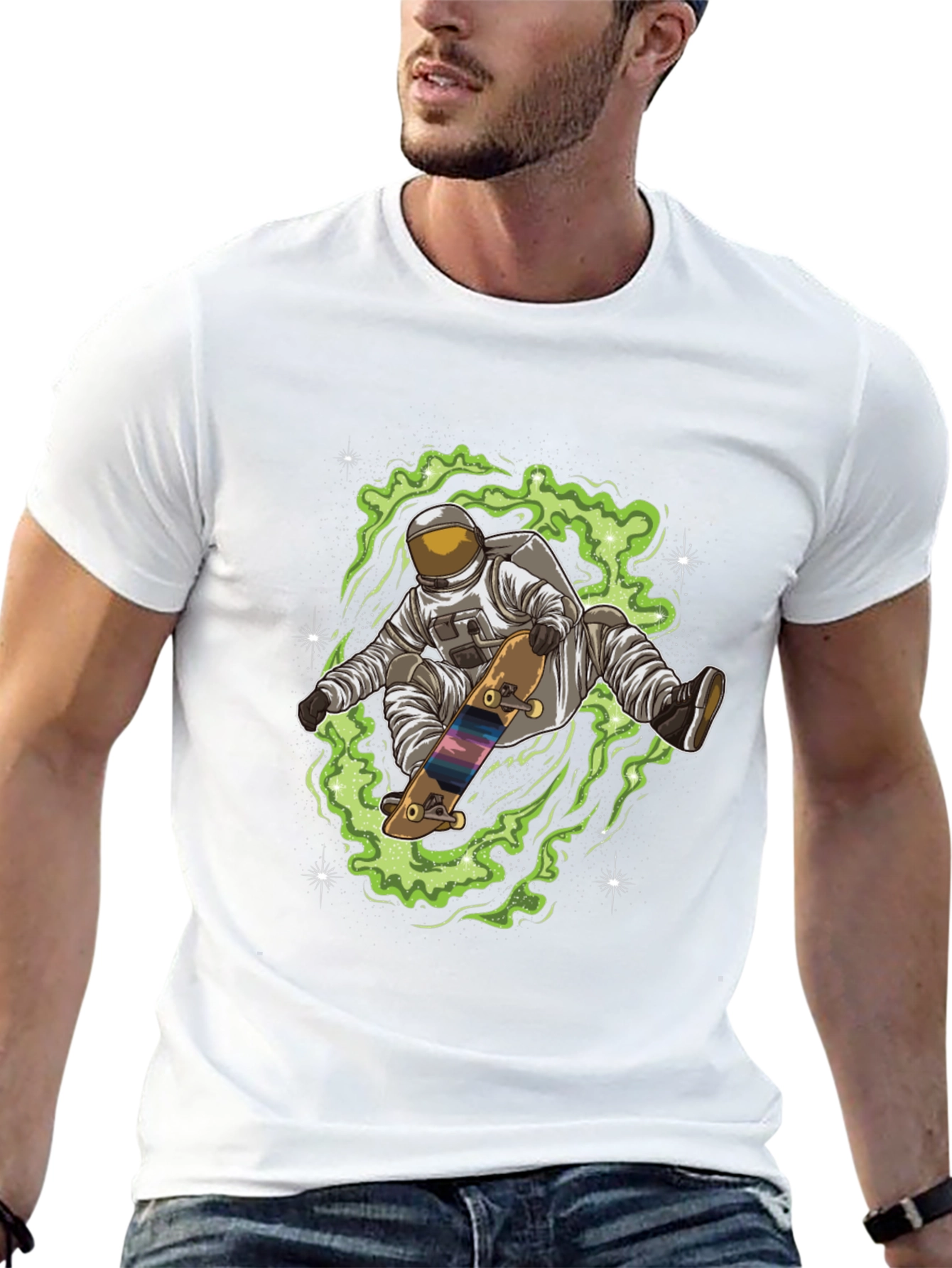 Astronaut Skateboard T-Shirt - Space Design