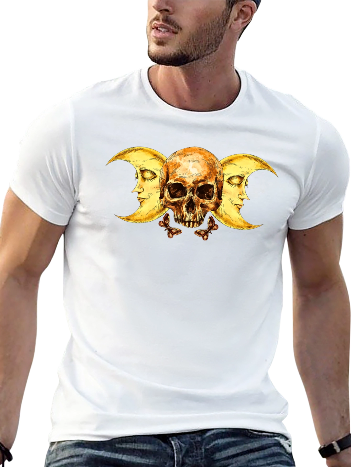 Skull & Crescent Moon Graphic Tee