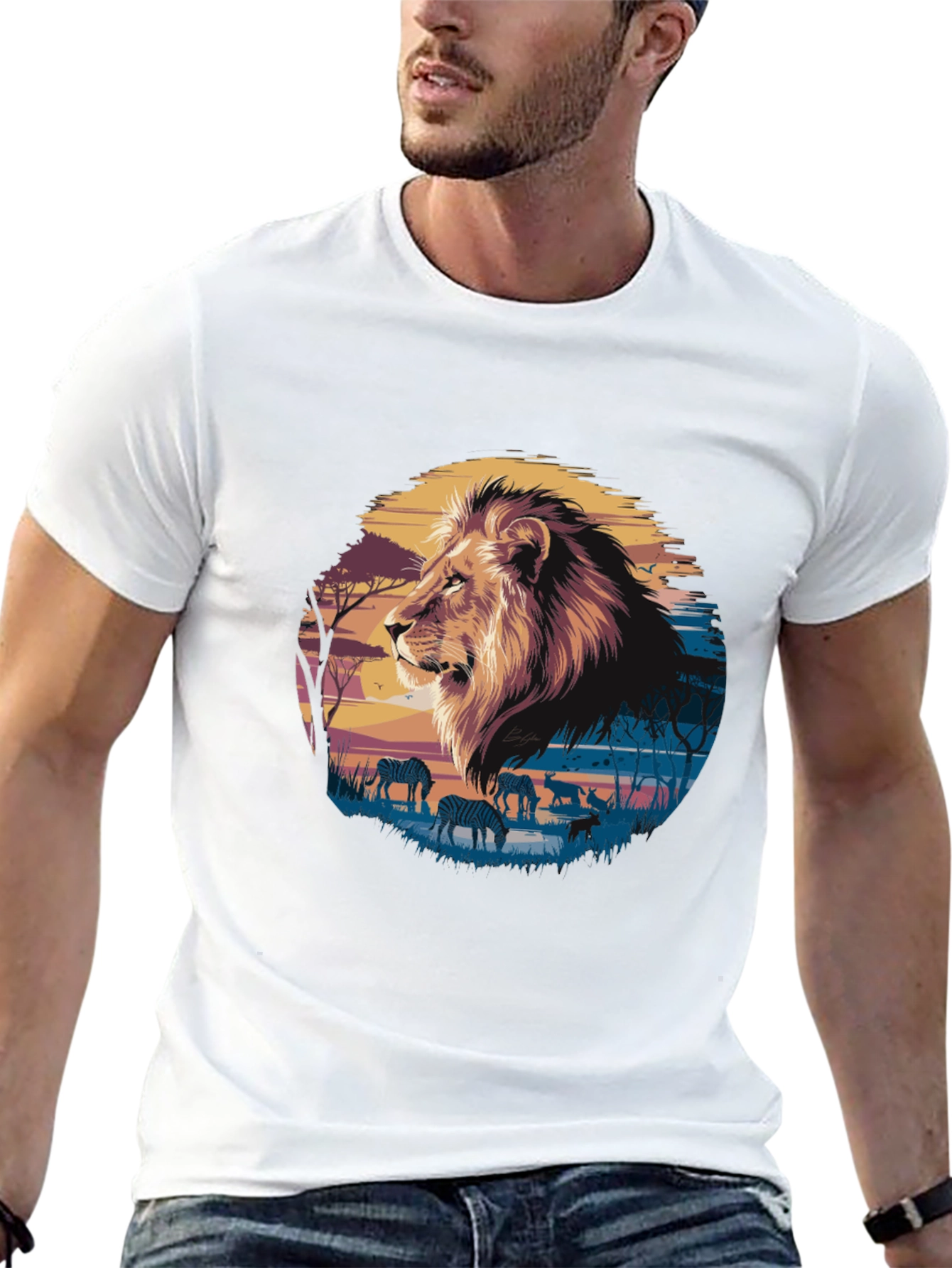 Savanna Lion Graphic Tee - Premium Comfort