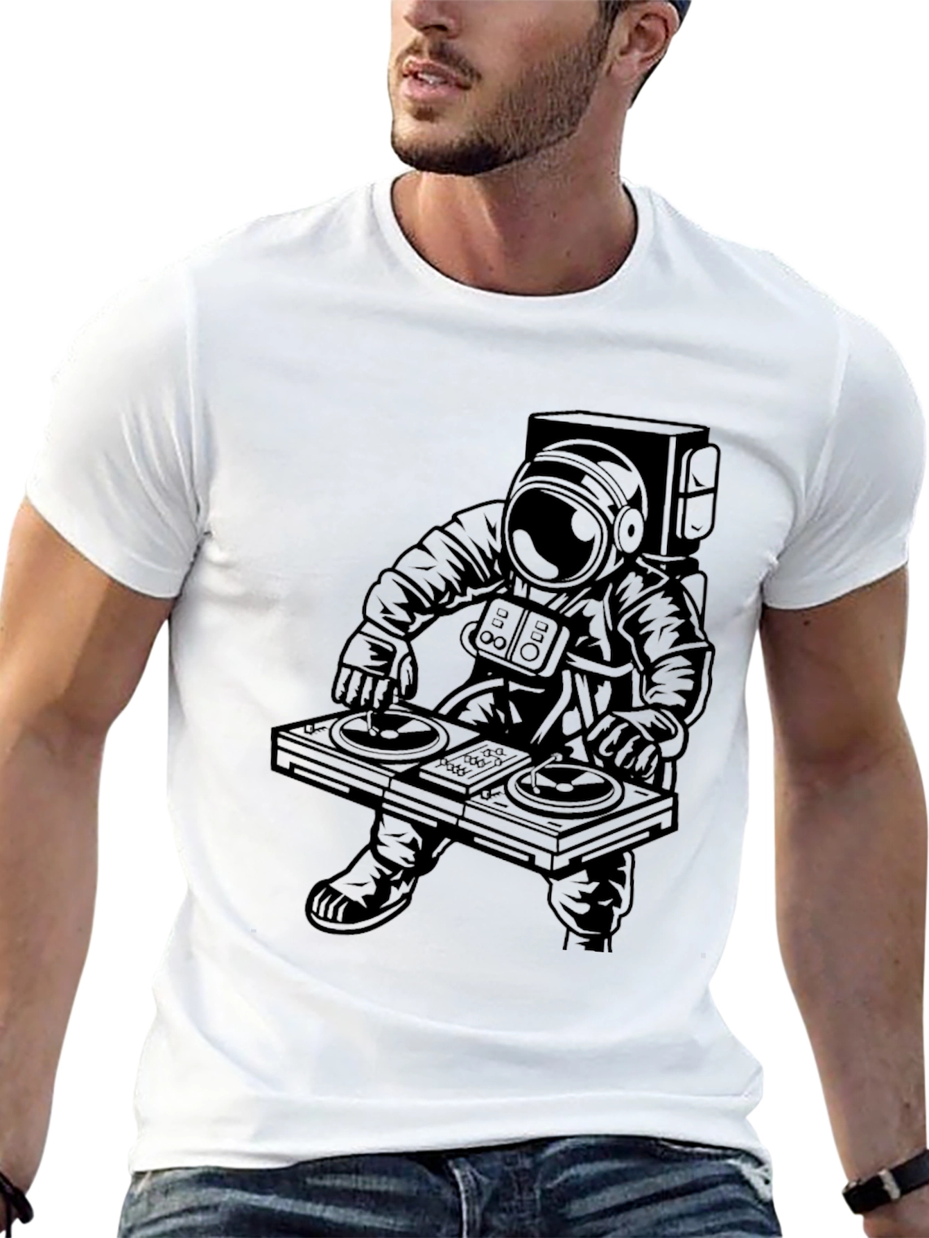 Astronaut DJ Black T-Shirt