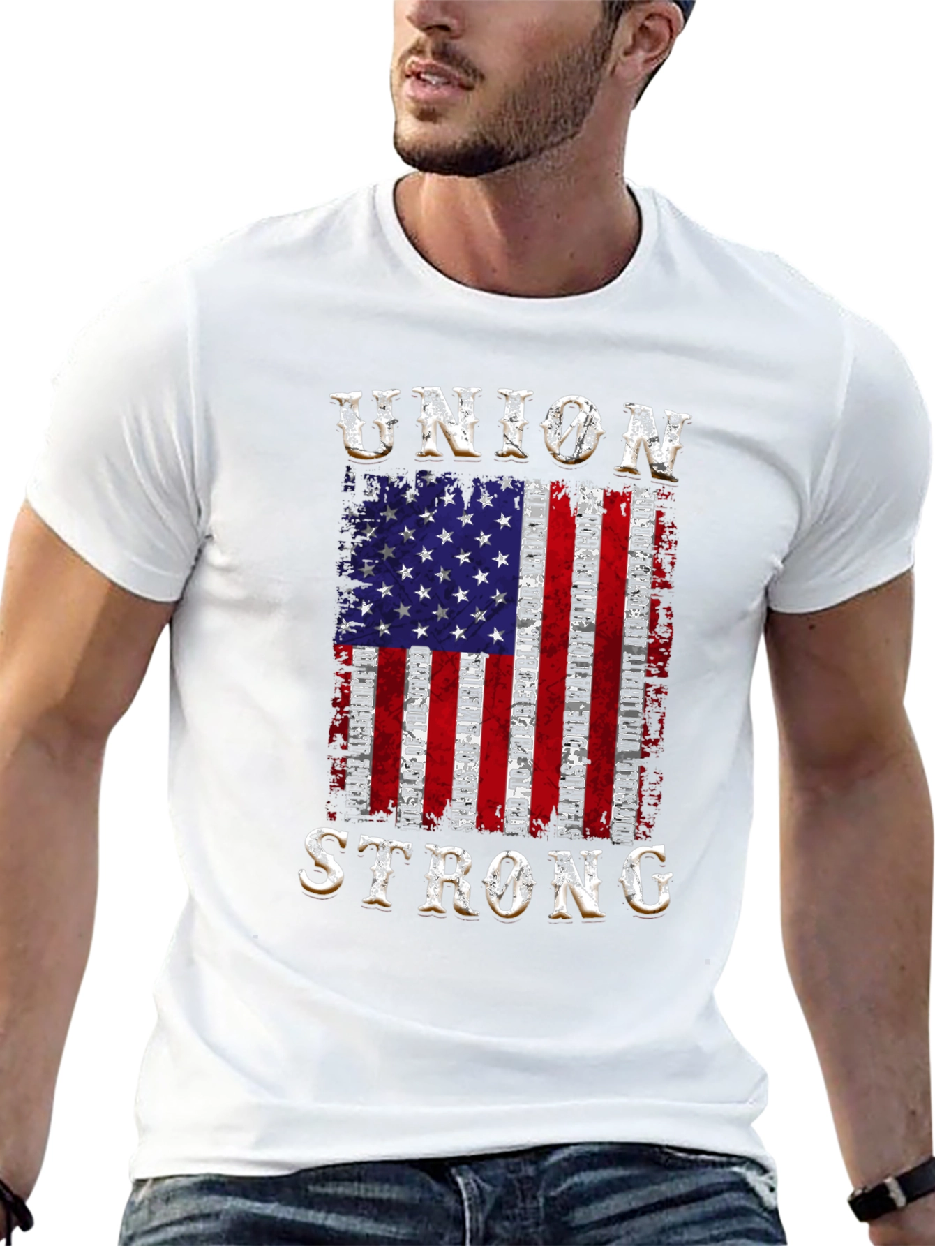 Union Strong Patriotic American Flag Graphic Tee
