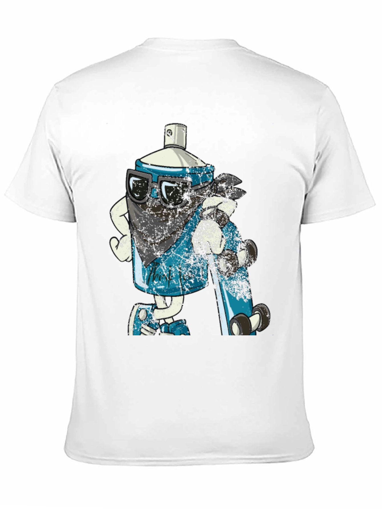 Cool Cartoon Spray Can on Black T-Shirt