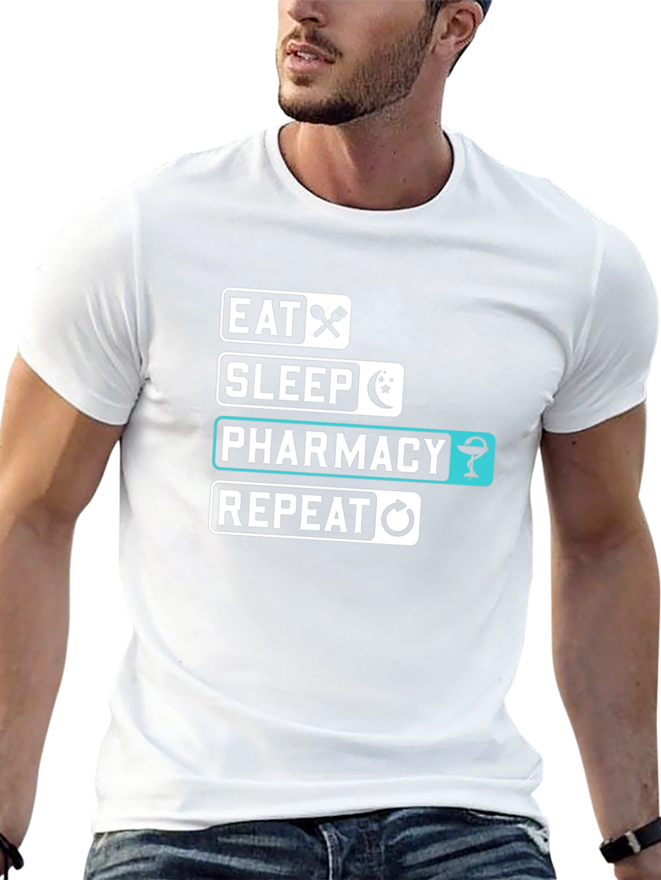 Eat Sleep Pharmacy Repeat Black T-Shirt