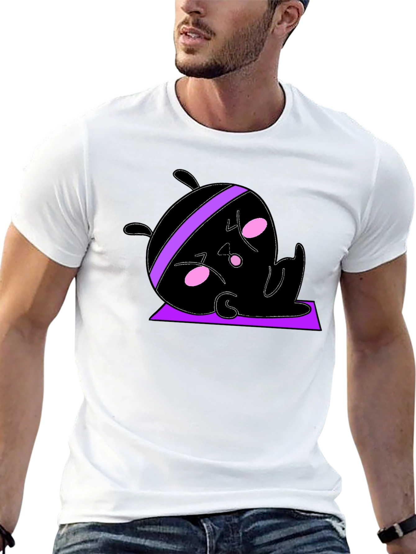 Funny Yoga Cartoon Black T-Shirt