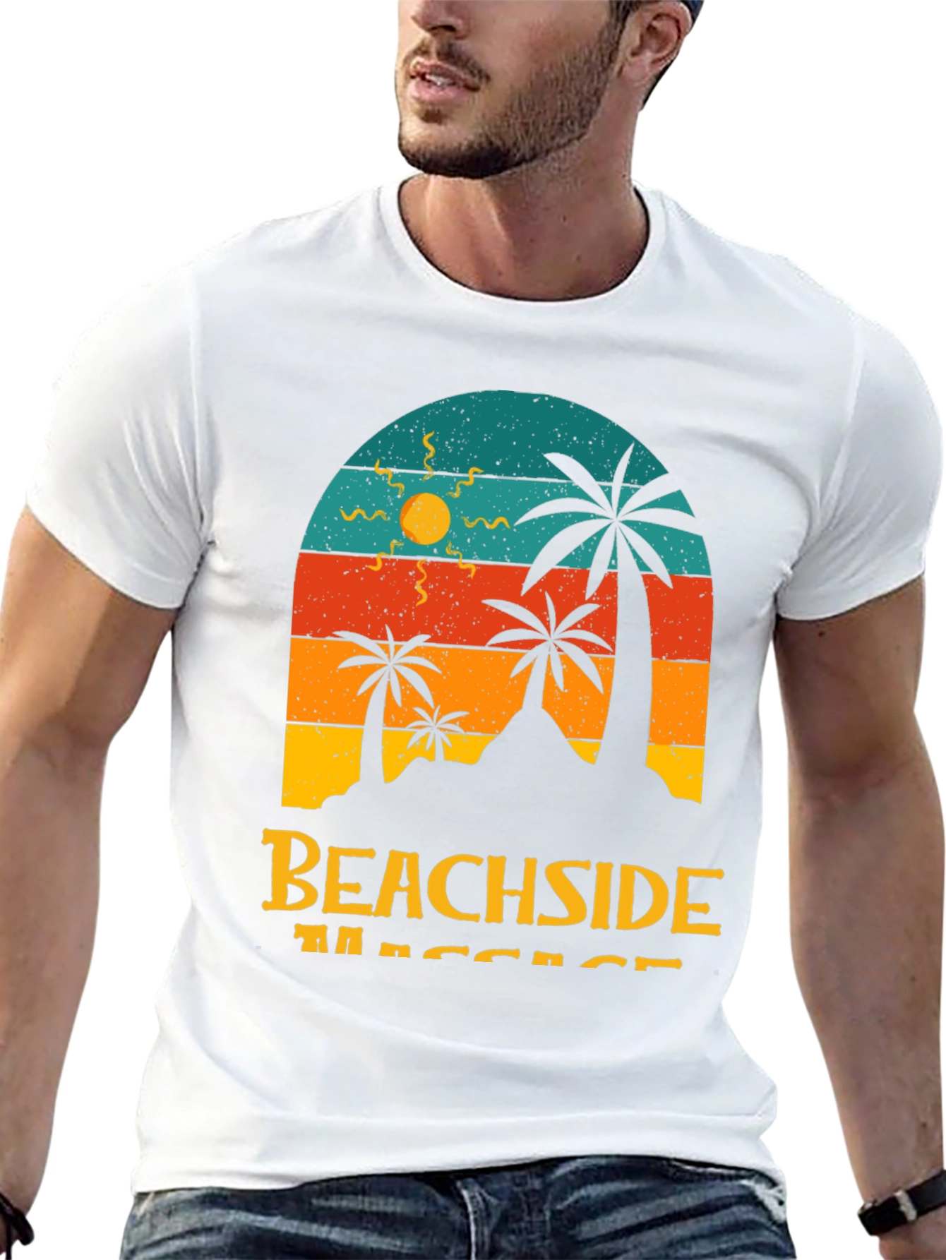 Retro Beachside T-Shirt - Palm Tree Graphic