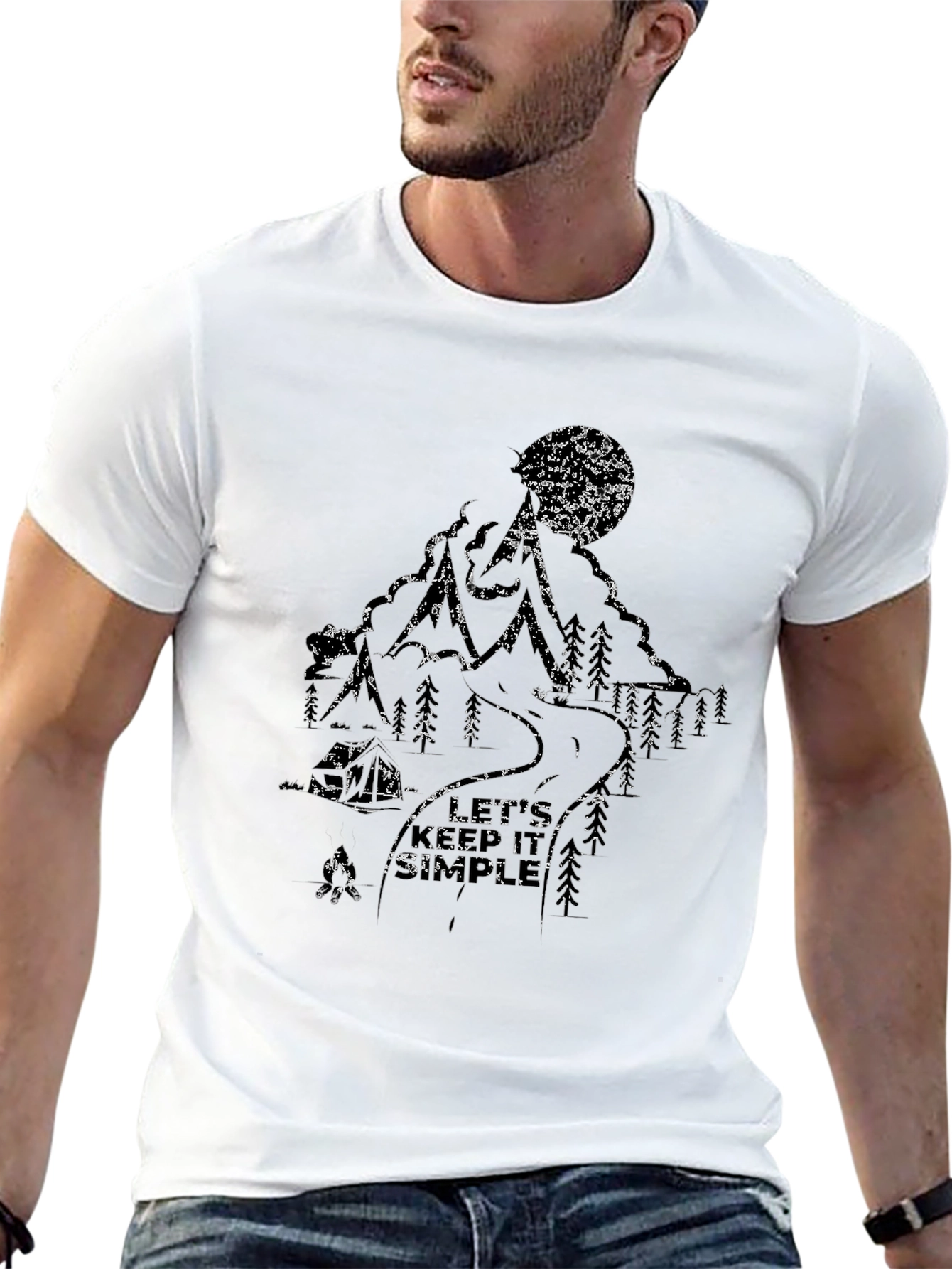 Mountain Moon Graphic Black T-Shirt
