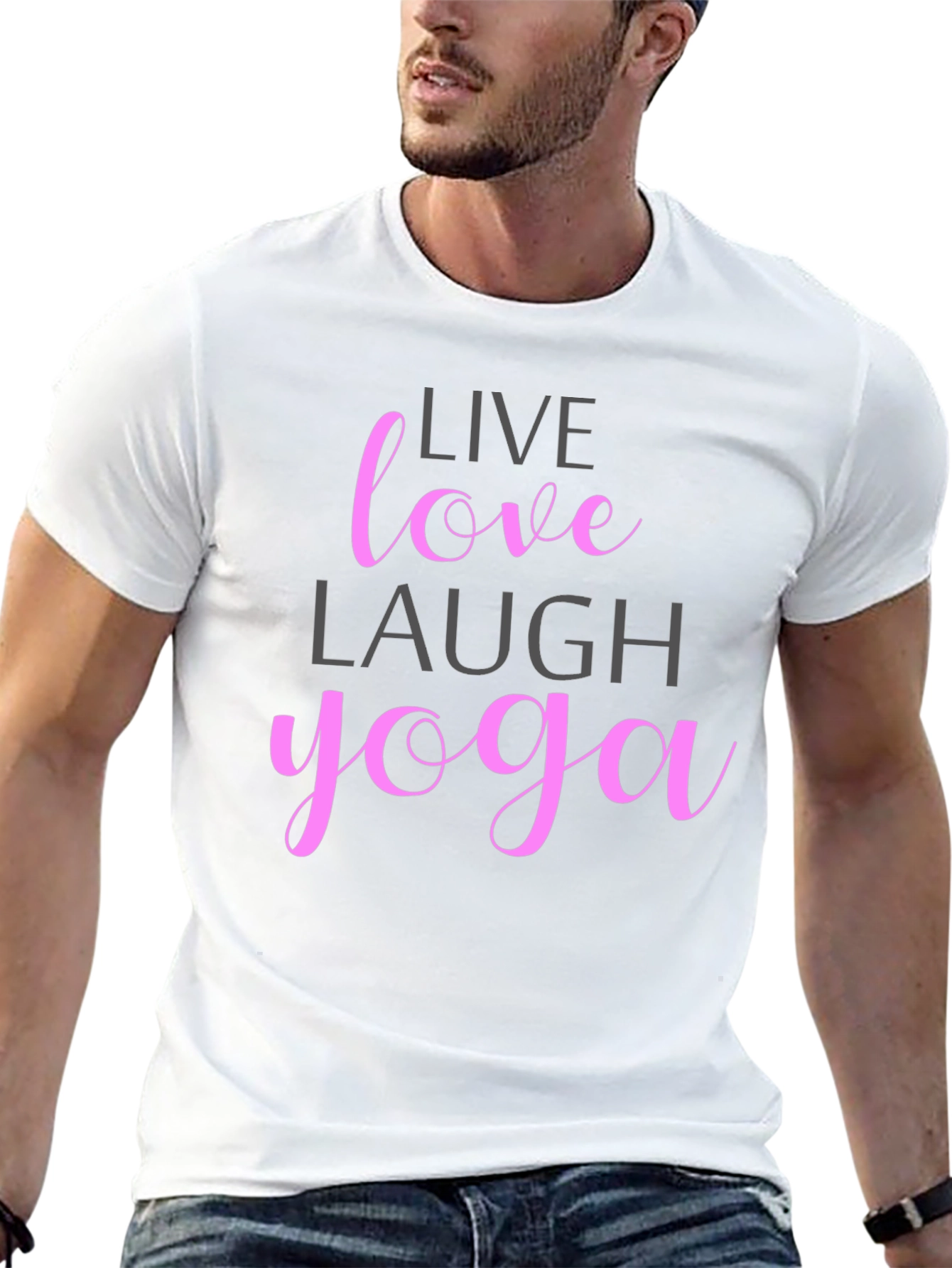 Live Love Laugh Yoga T-Shirt - Casual Black Tee