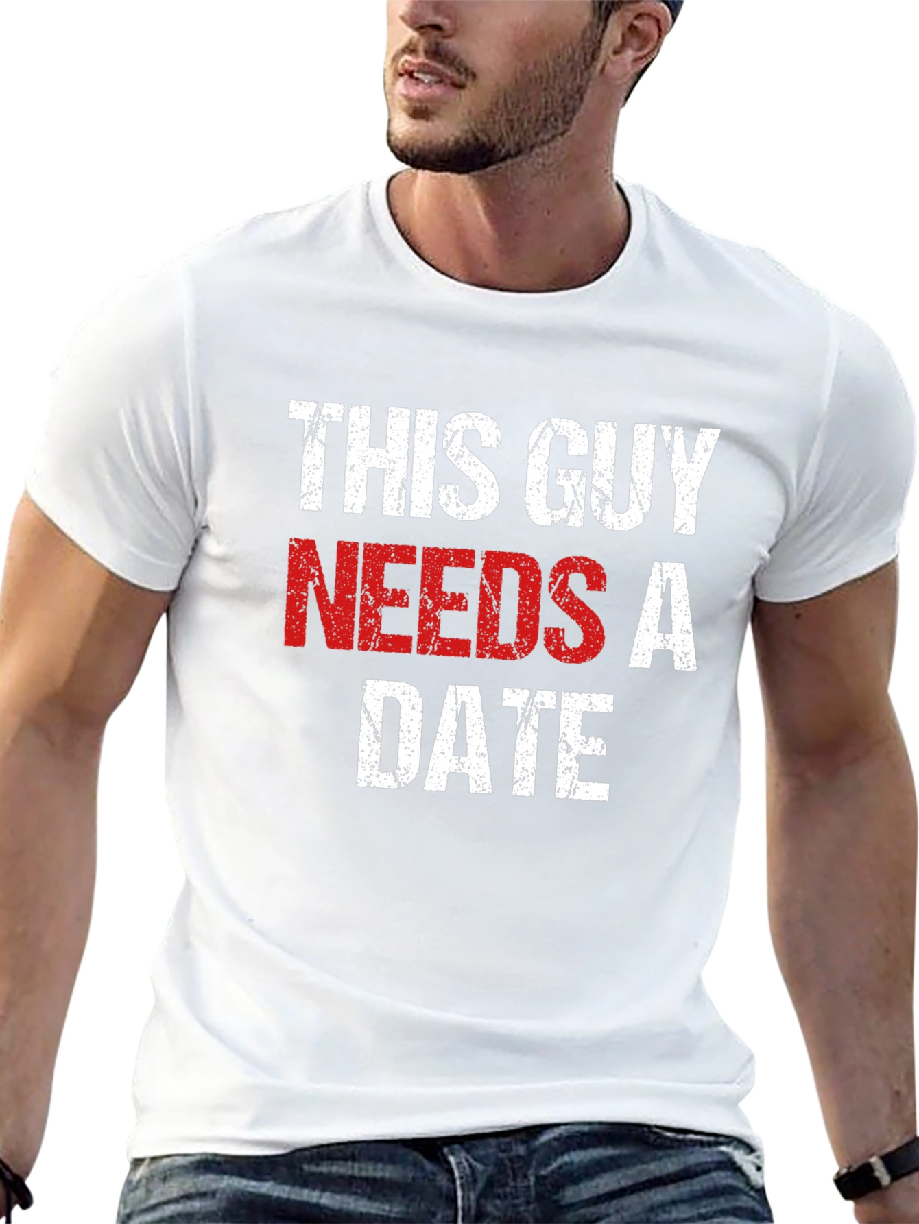 This Guy Needs a Date - Novelty T-Shirt