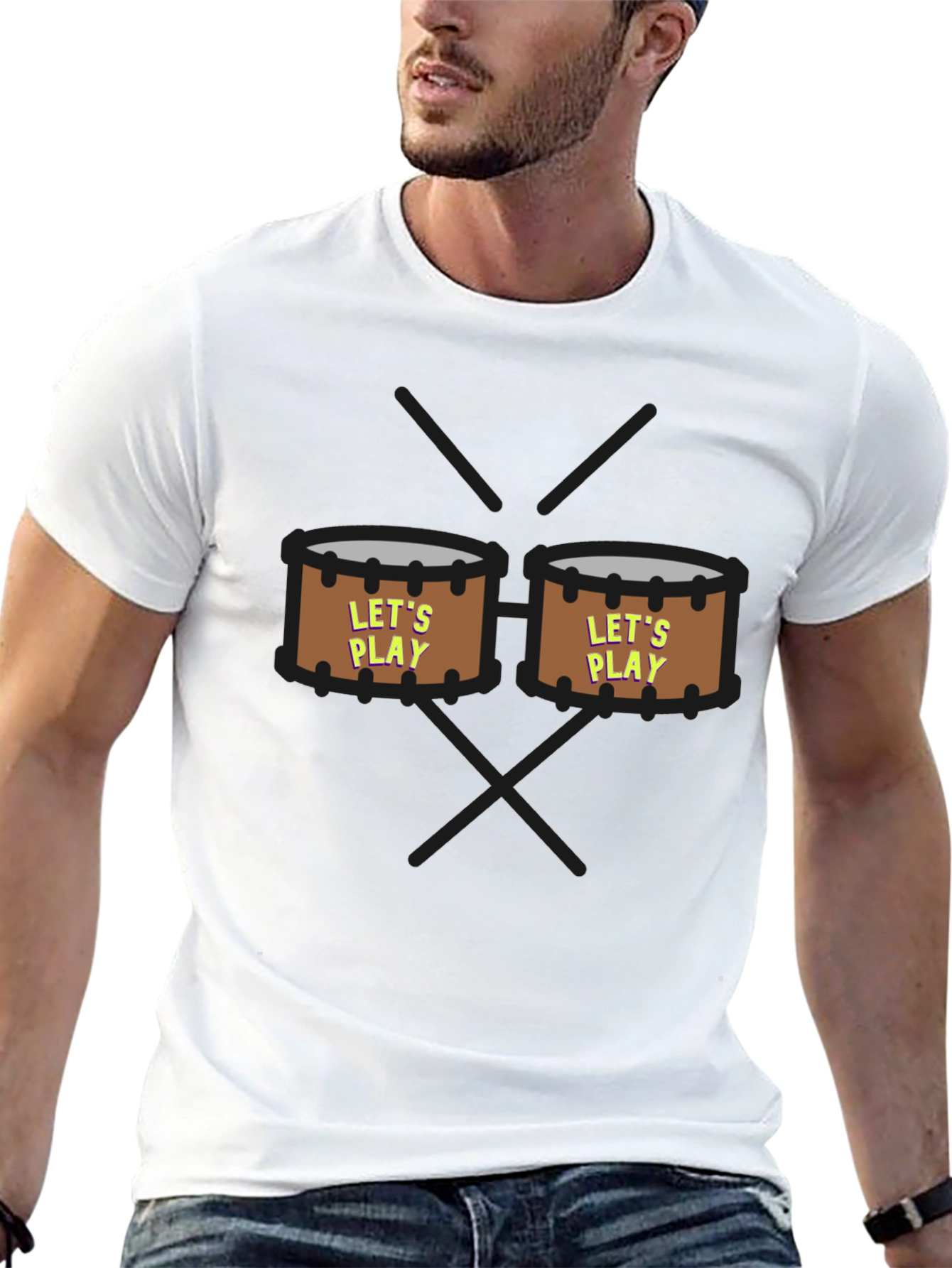 Lets Play Drums Graphic Tee - Black