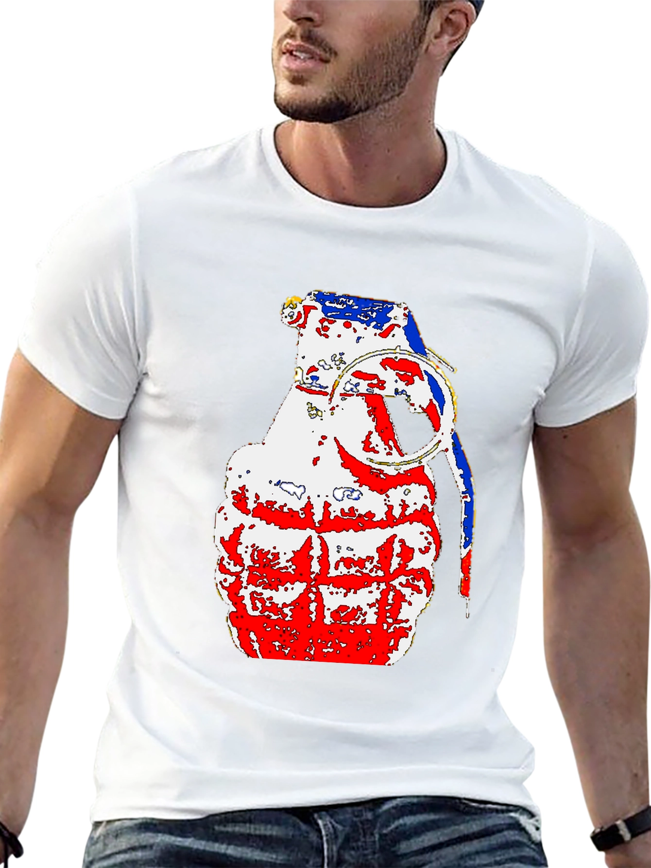Patriotic Grenade Graphic Tee - Black Cotton Comfort