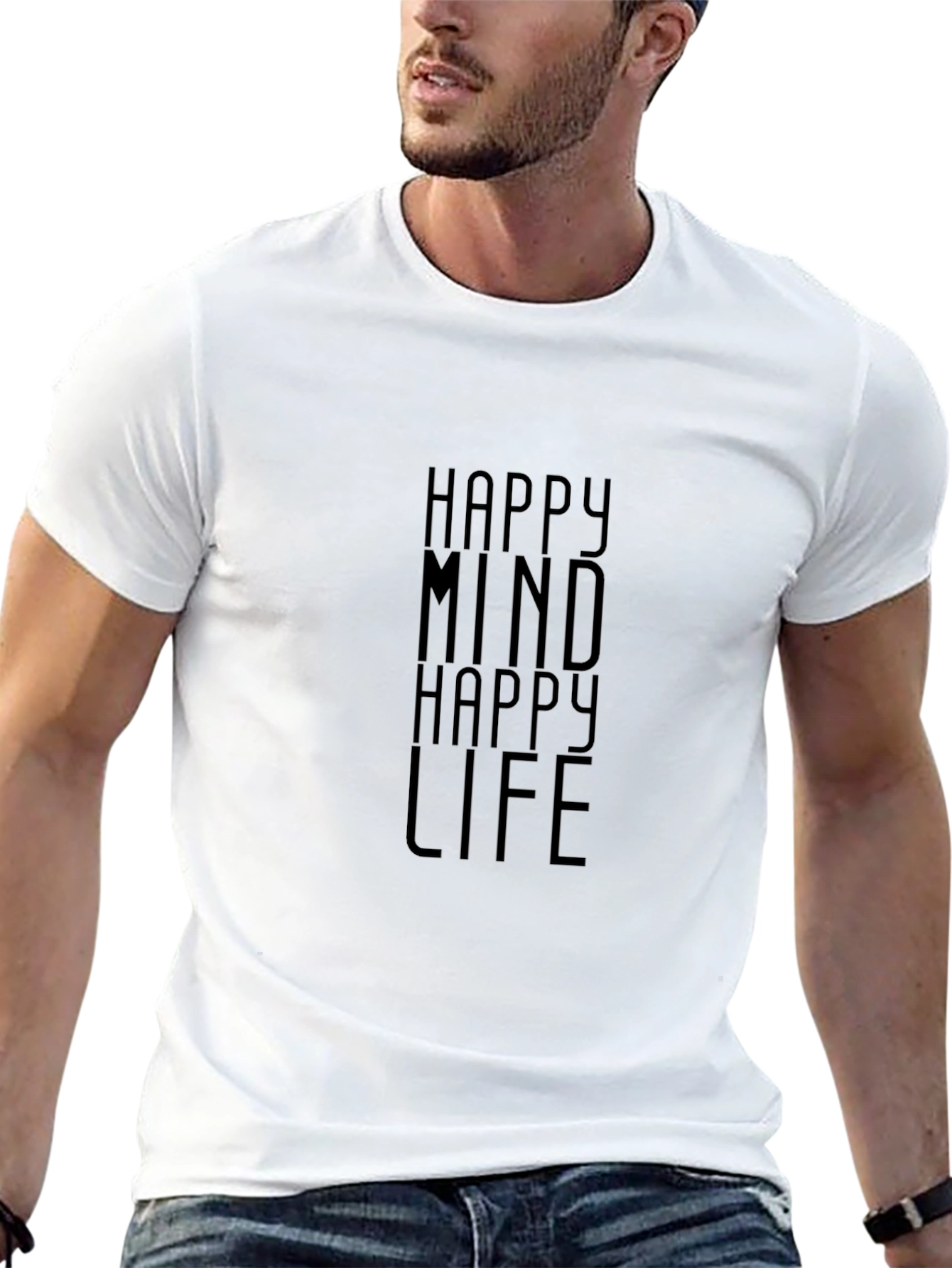 Happy Mind Happy Life Black T-Shirt
