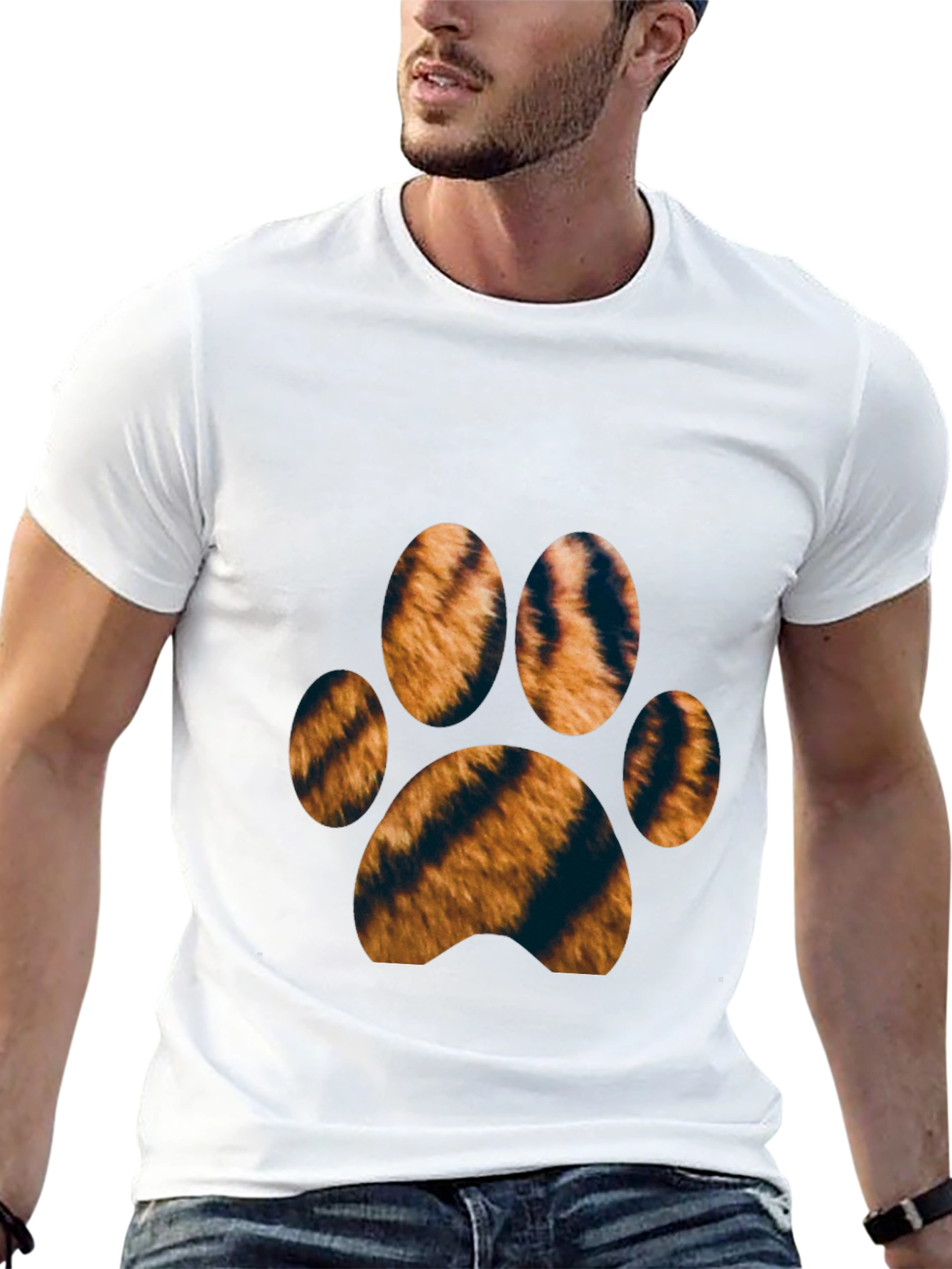 Tiger Paw Print T-Shirt - Black