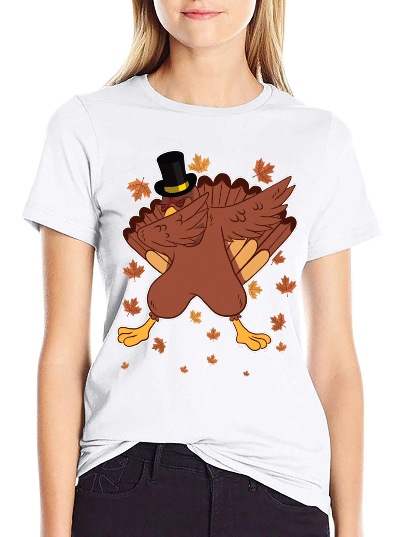 Dabbing Turkey Pilgrim Hat Thanksgiving T-Shirt