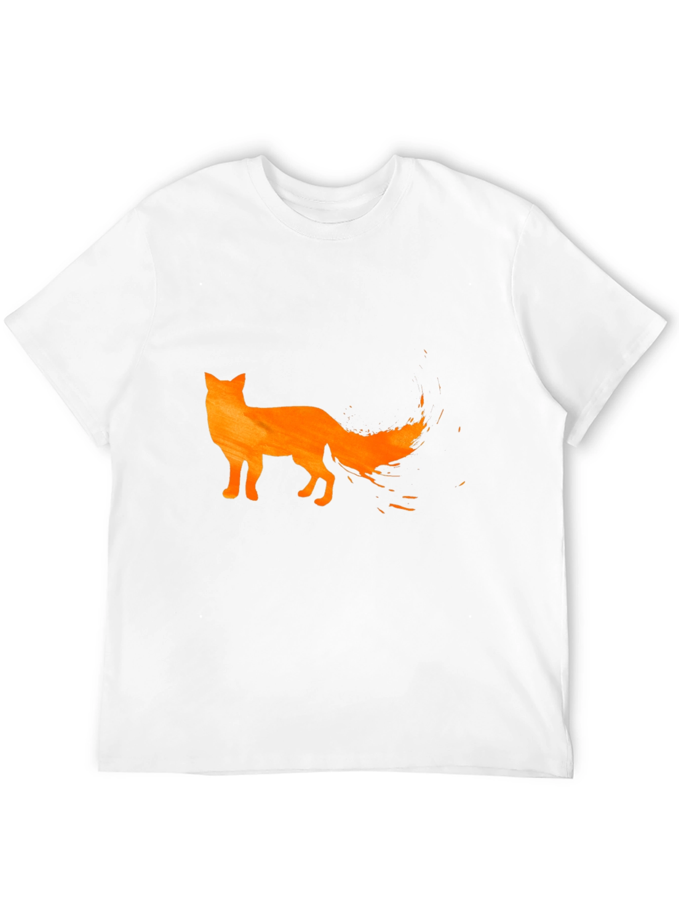 Mens Black T-Shirt with Orange Fox Design