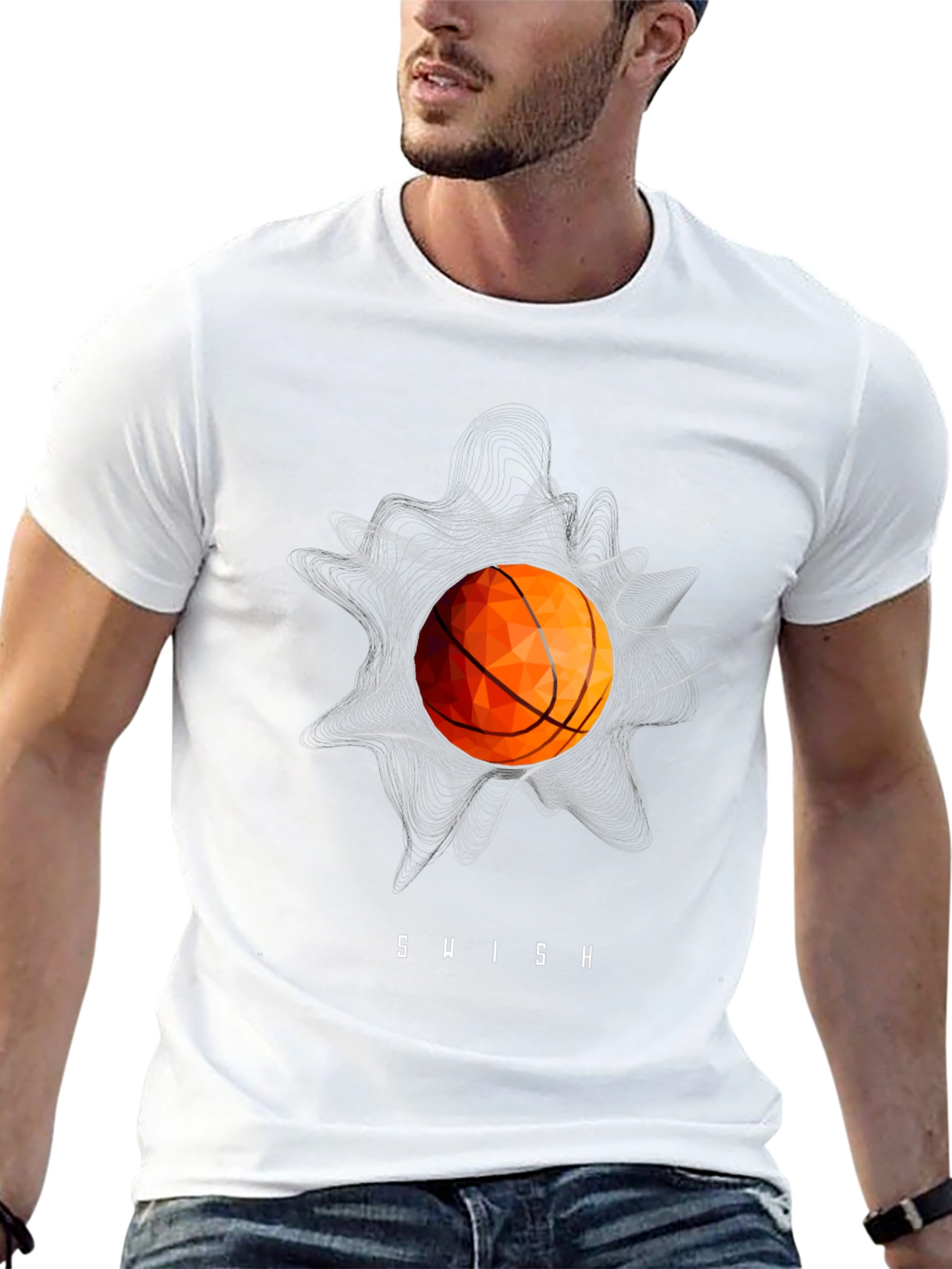 Swish Basketball Graphic Tee - Stylish Black T-Shirt