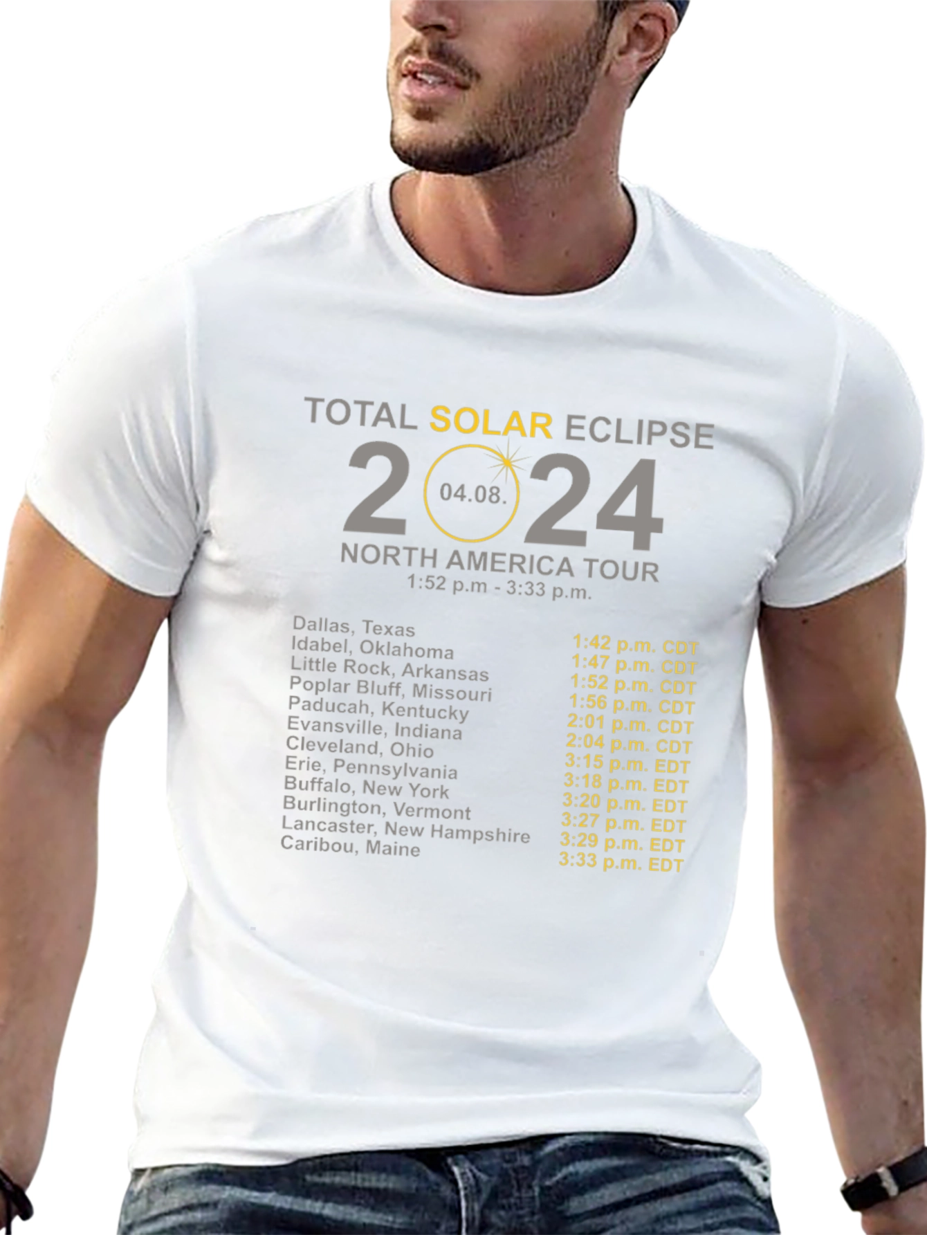 Total Solar Eclipse 2024 North America Tour T-Shirt