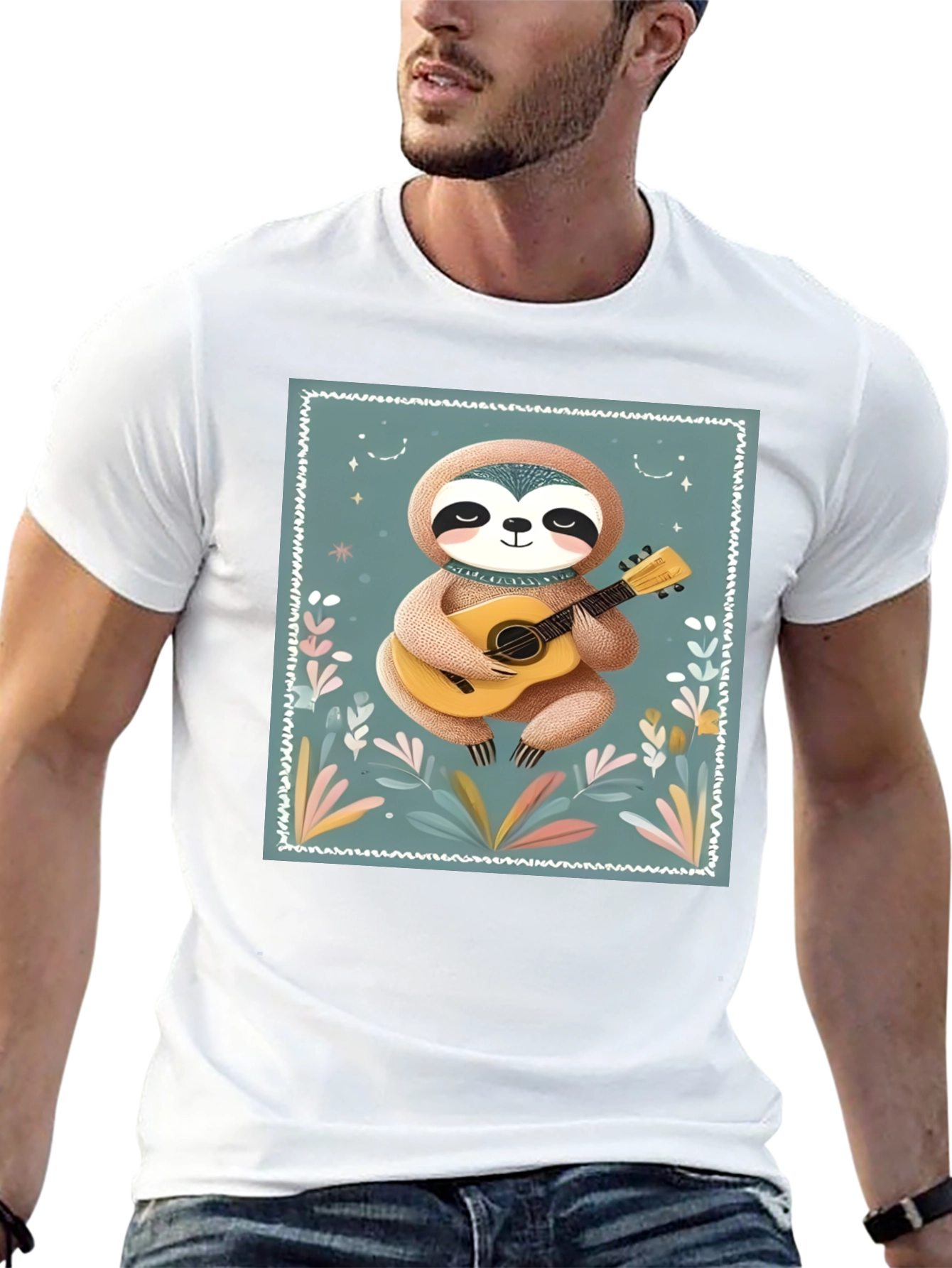 Sloth Guitarist Graphic Tee - Black