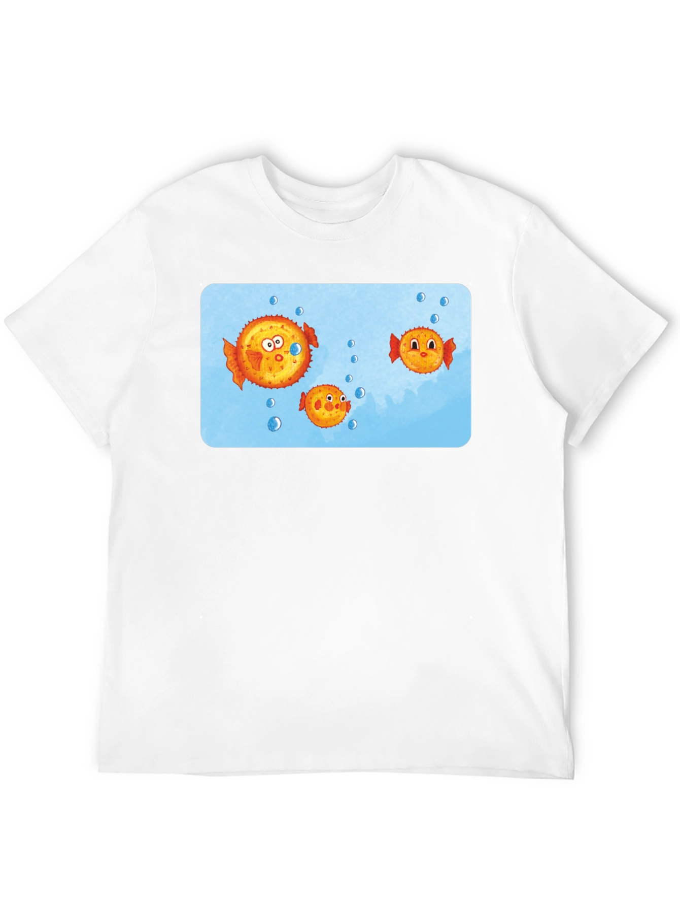 Cartoon Puffer Fish Graphic T-Shirt