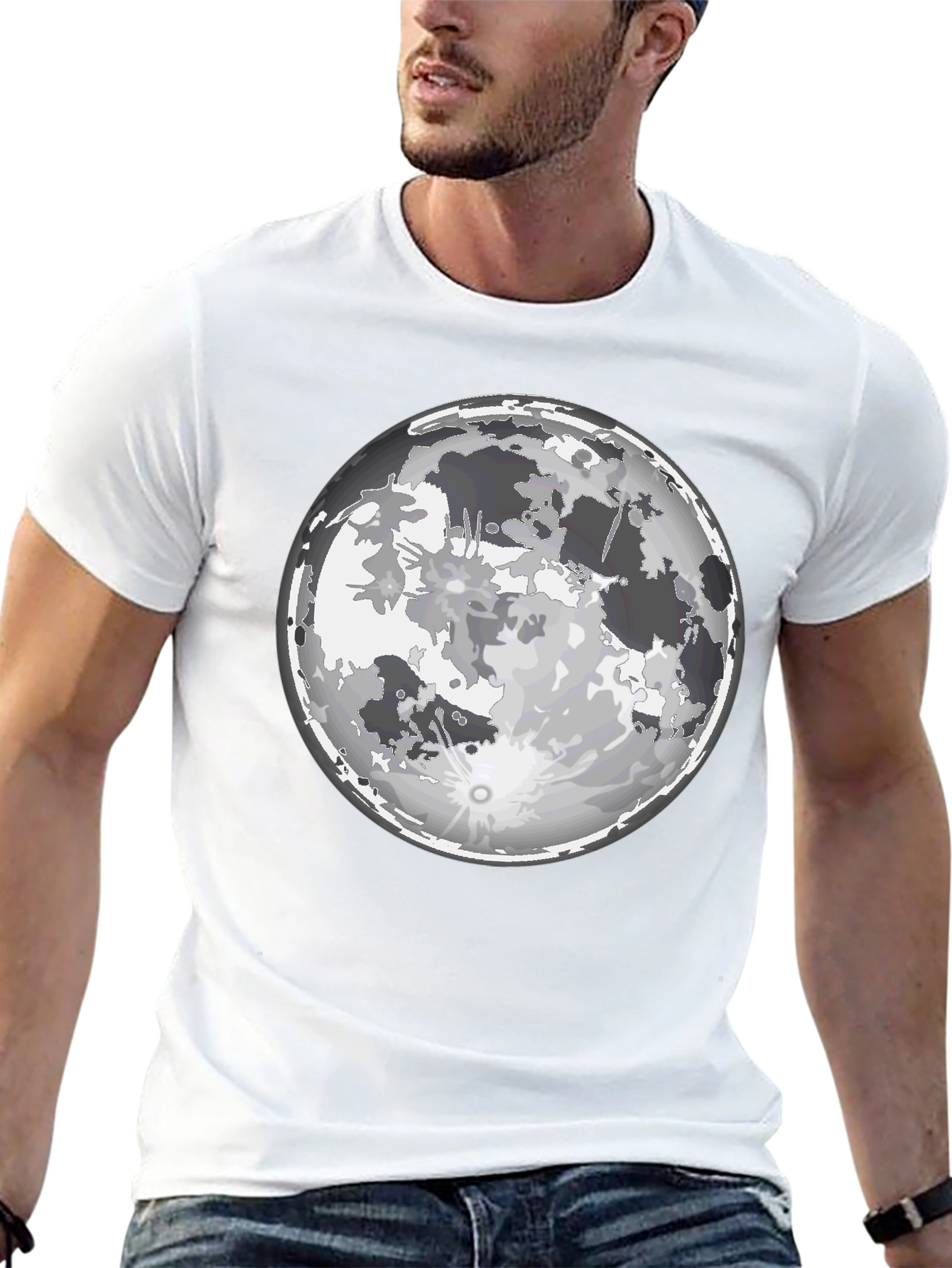 Lunar Graphic Tee - Full Moon Print Black T-Shirt