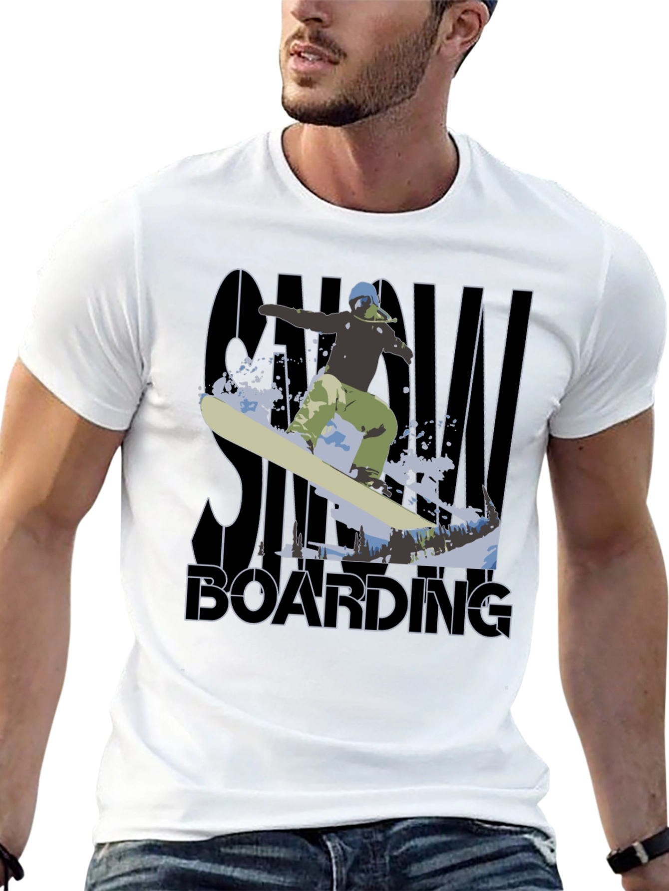 Snowboarding Graphic Tee - Black Cotton T-Shirt