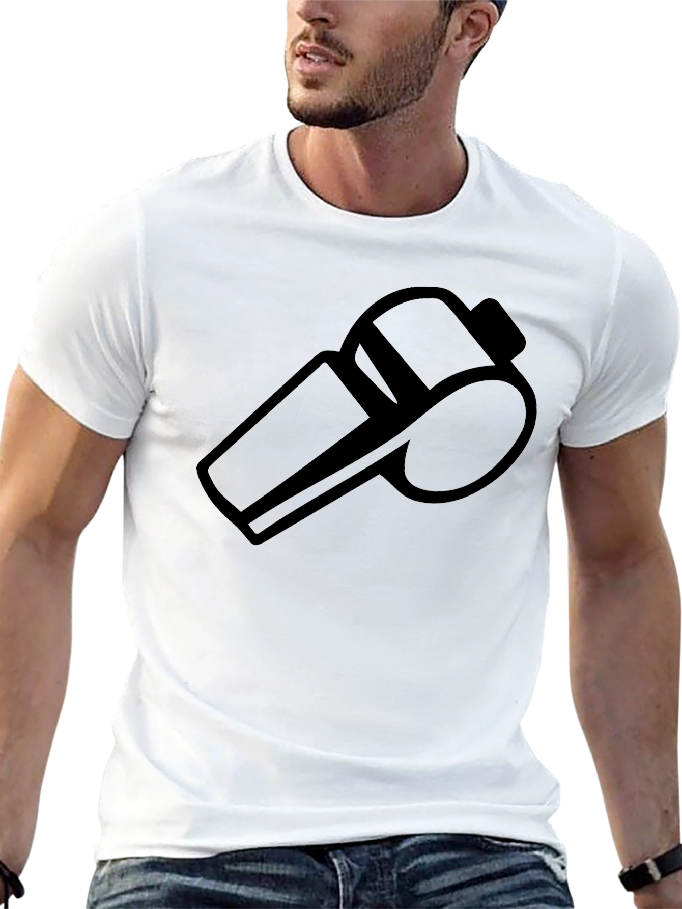 Referee Whistle Graphic Tee - Black Cotton T-Shirt