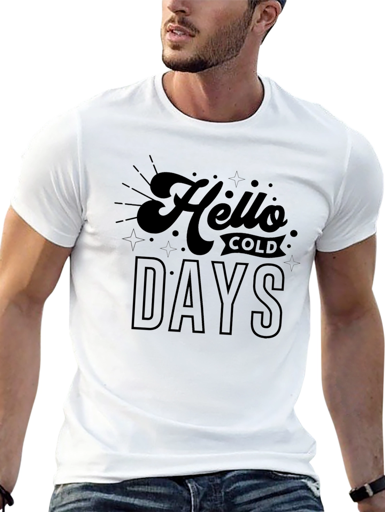 Hello Cold Days Black Graphic Tee