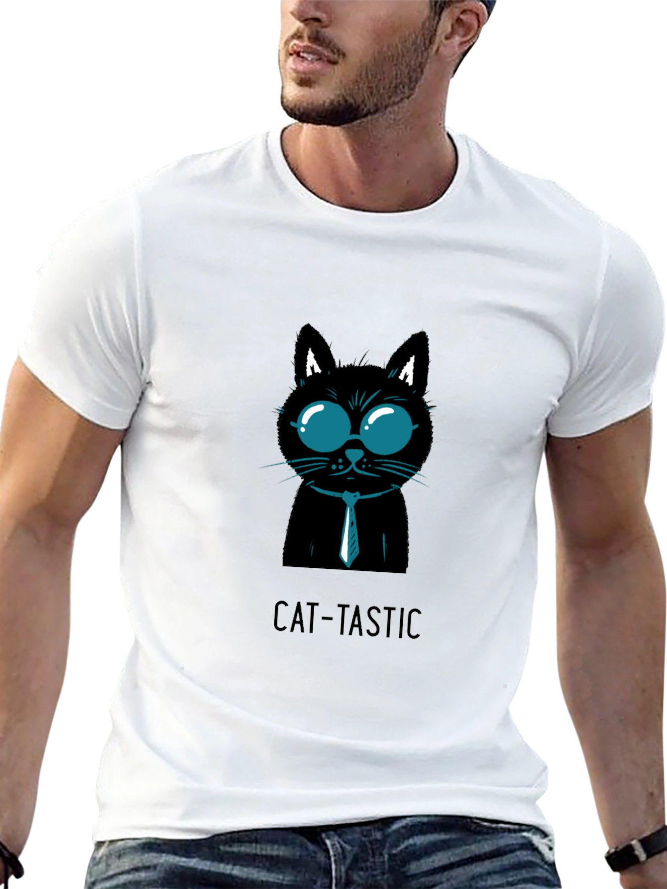 Cat-Tastic Black T-Shirt with Stylish Cat Design