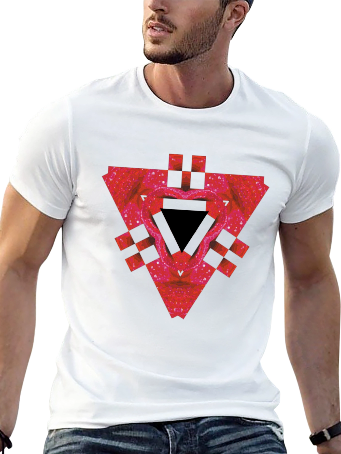 Geometric Triangle Graphic Tee - Mens Black T-Shirt
