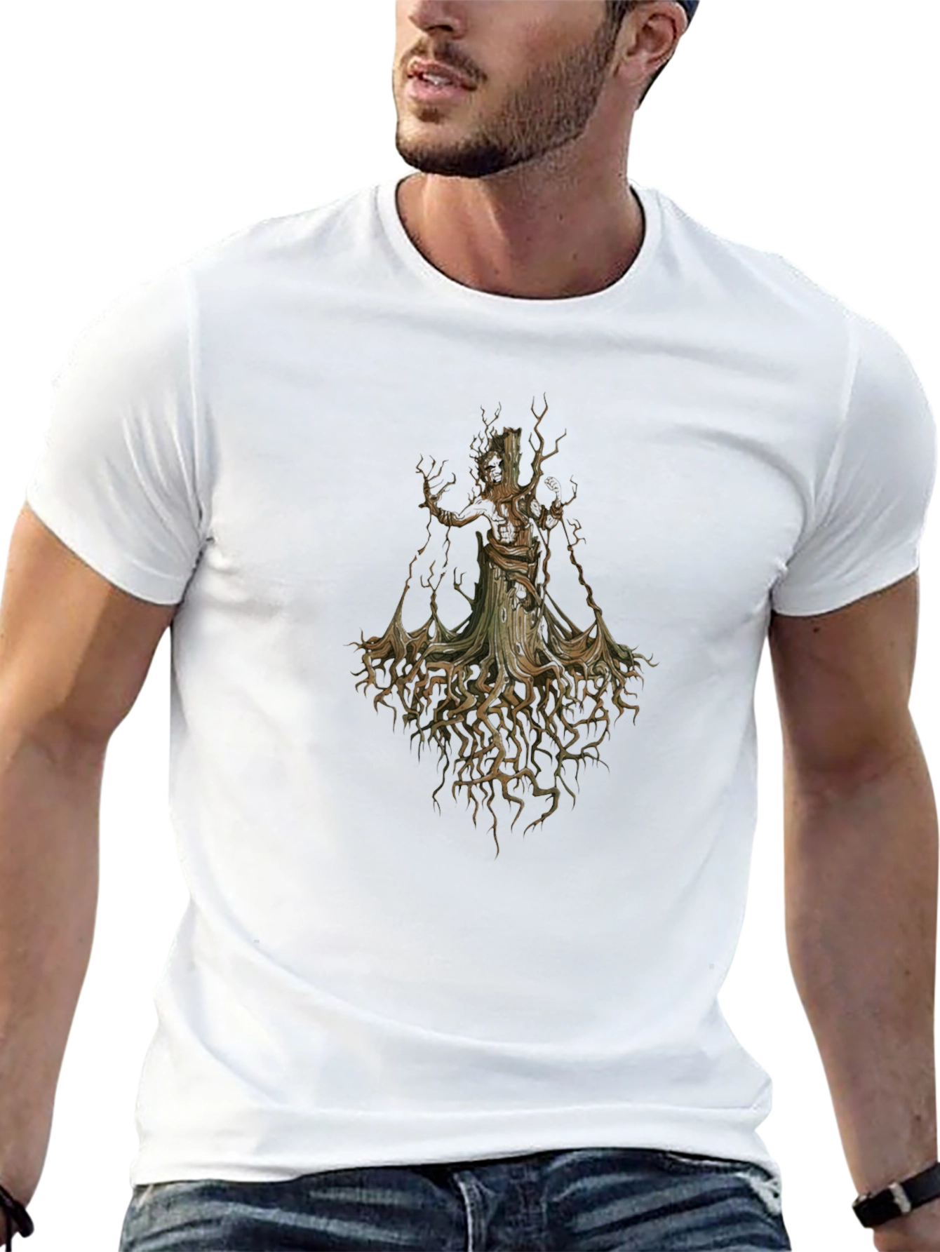Unique Tree Spirit Graphic Black T-Shirt