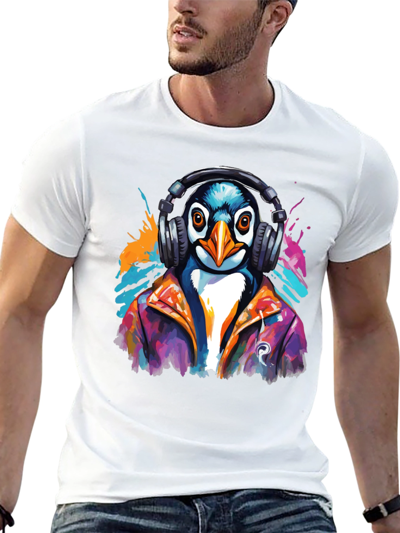 Cool Penguin DJ Graphic Tee - Stylish & Unique